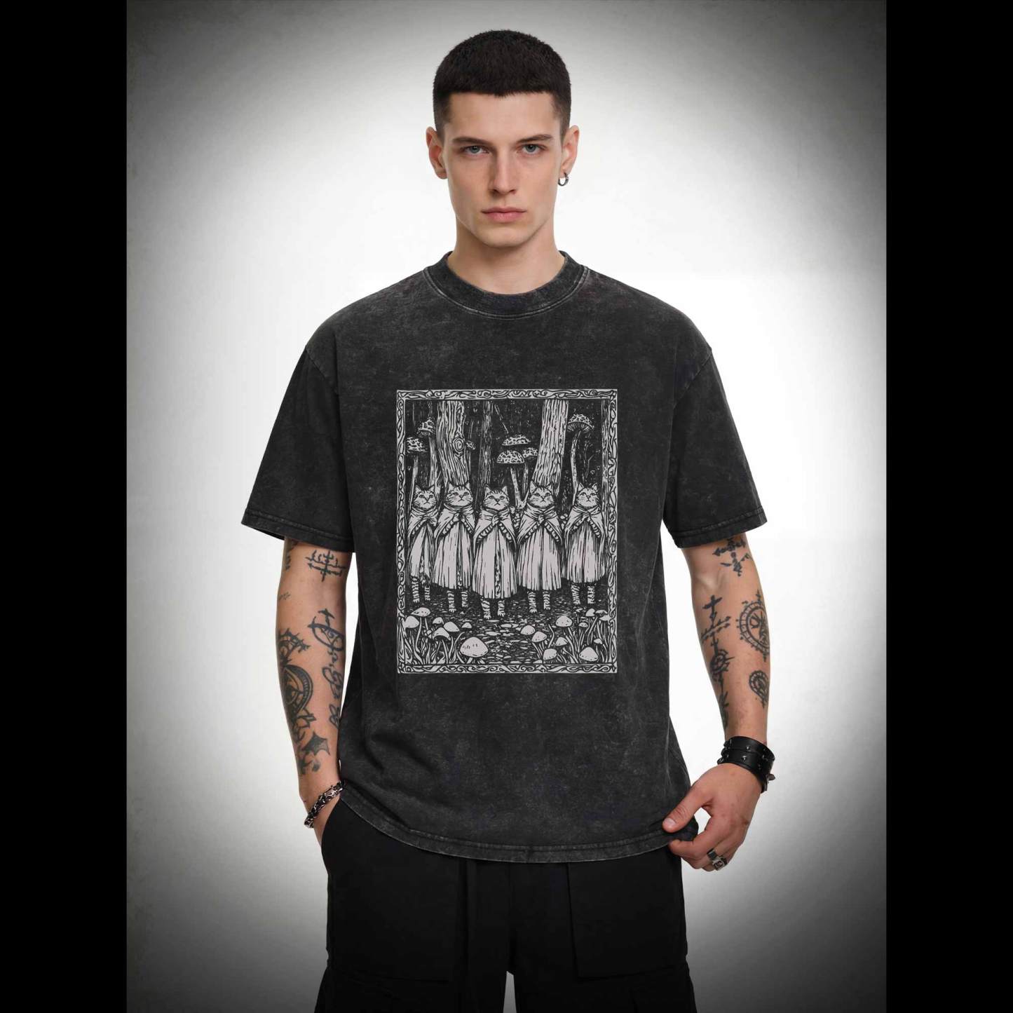 Coven of the Forest Cats Washed T-shirt