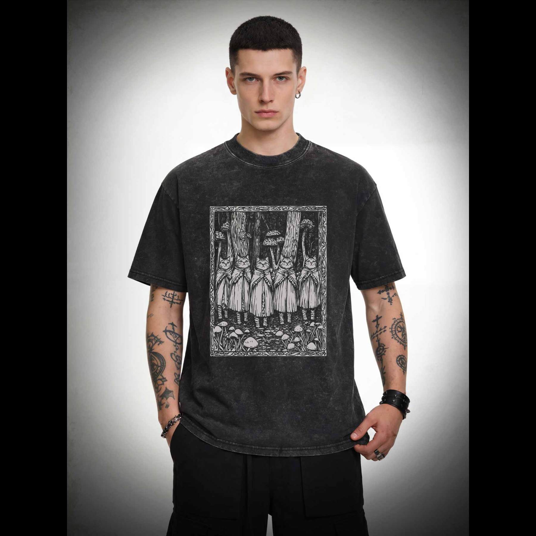Coven of the Forest Cats Washed T-shirt
