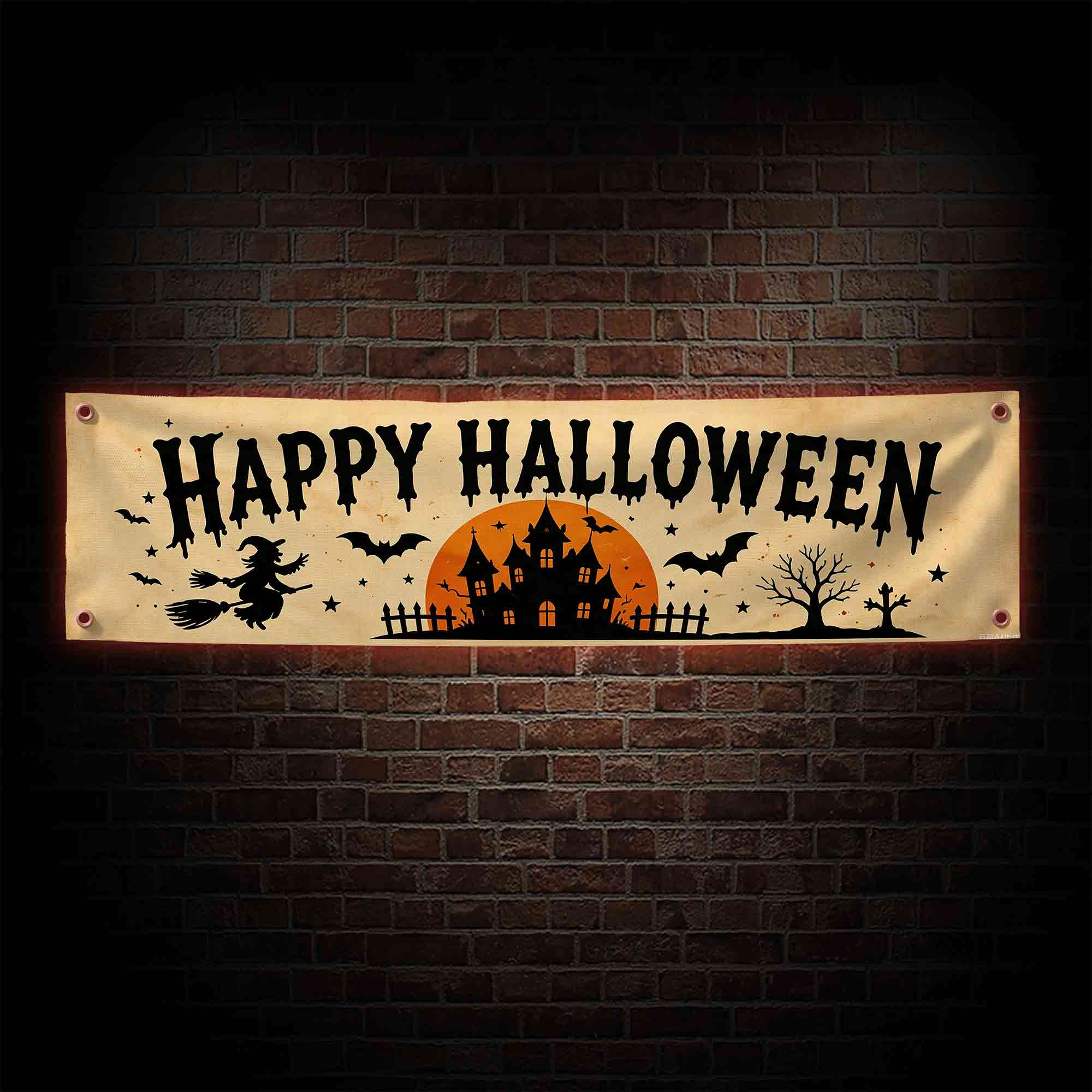 Bats Happy Halloween Banner