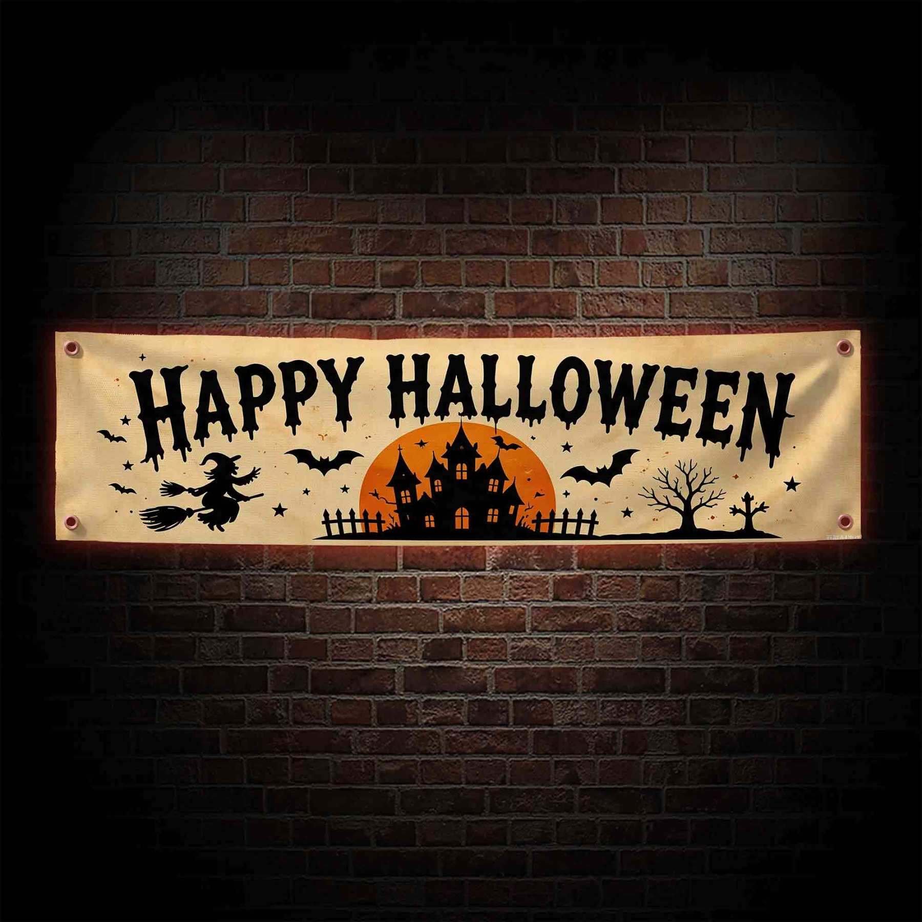 Bats Happy Halloween Banner
