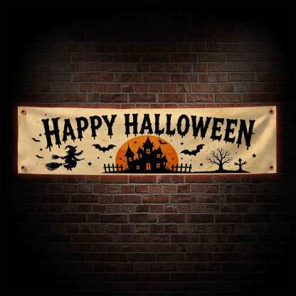 Bats Happy Halloween Banner