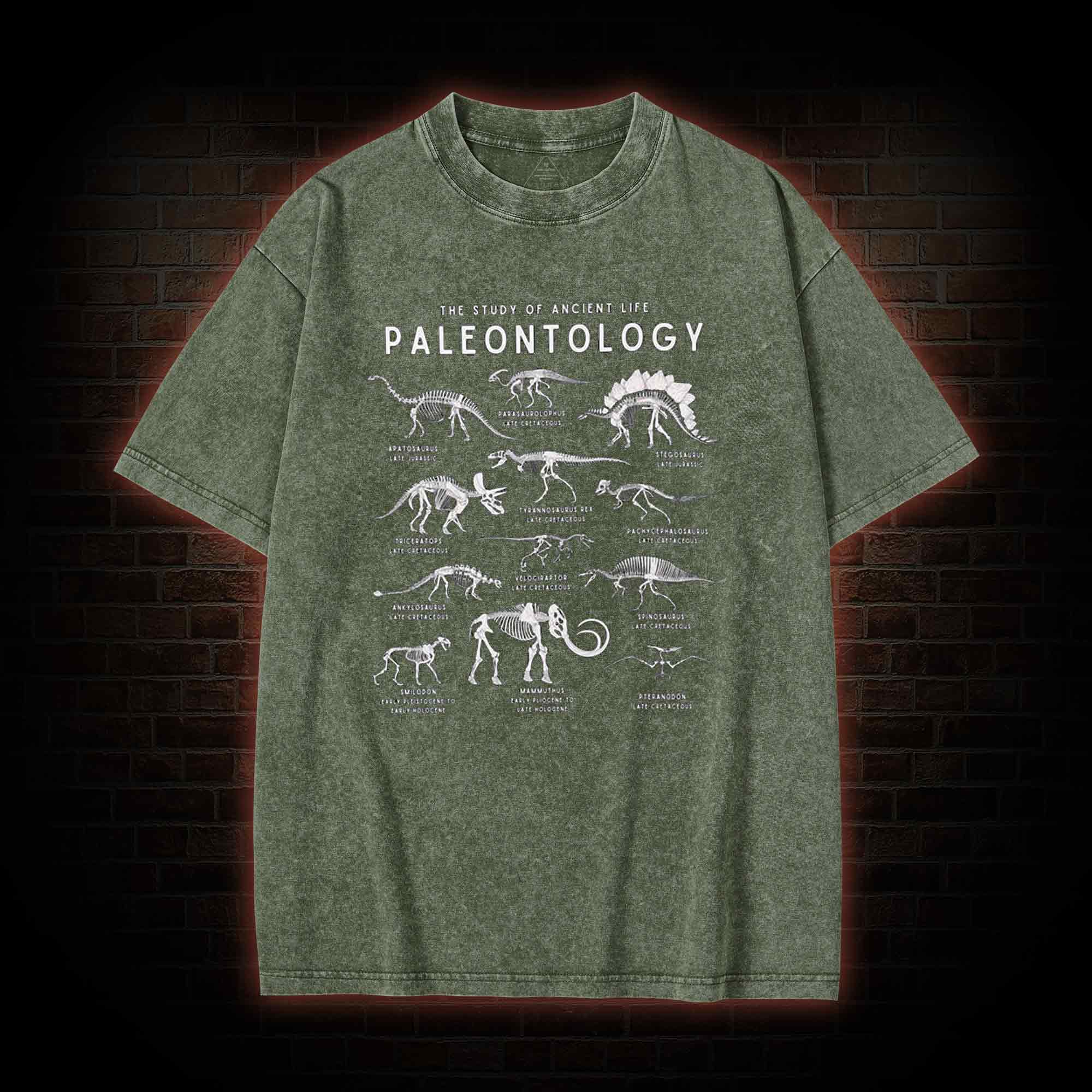 Dinosaur Species Skeleton Washed T-shirt