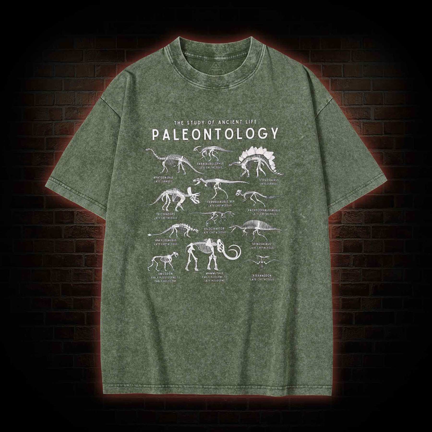 Dinosaur Species Skeleton Washed T-shirt