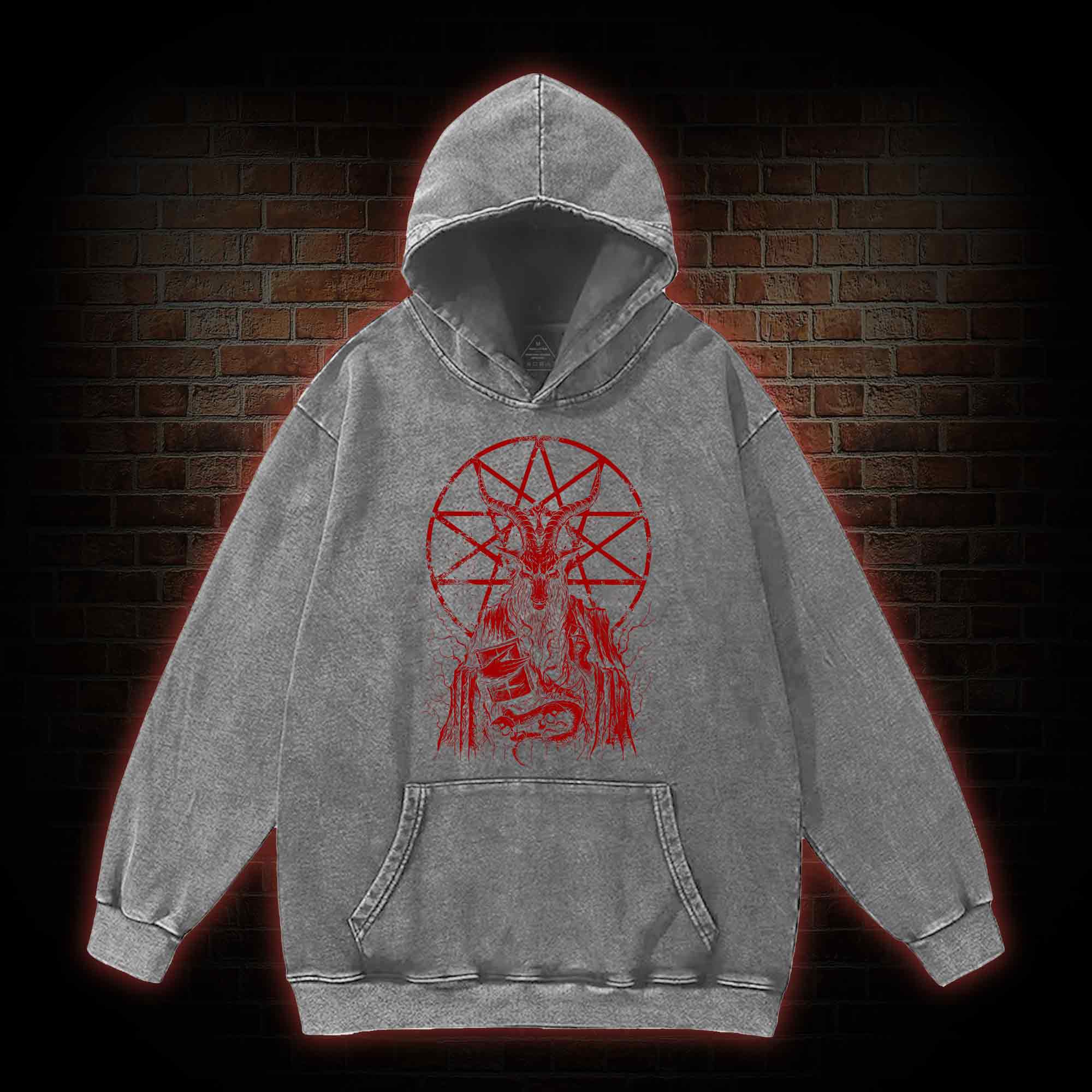 Dark Devil Baphomet Washed Hoodie