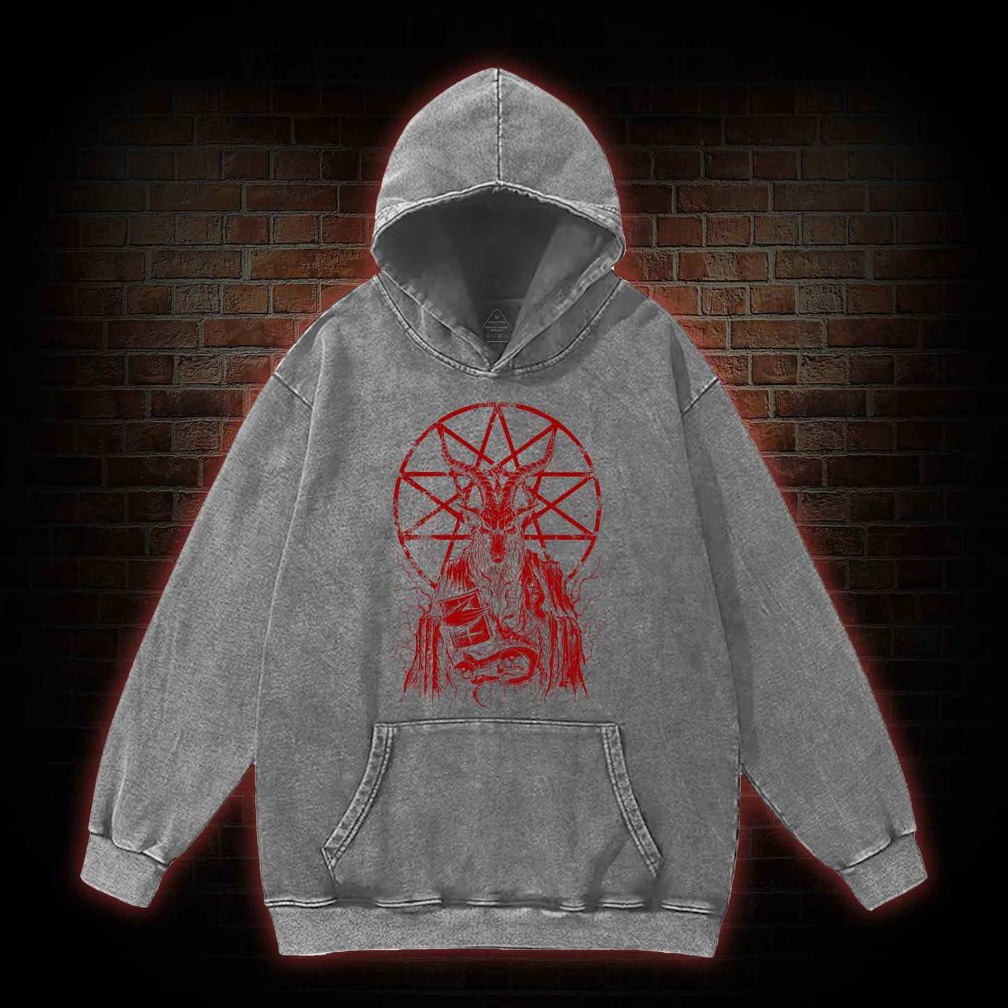 Dark Devil Baphomet Washed Hoodie