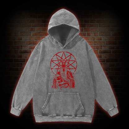 Dark Devil Baphomet Washed Hoodie