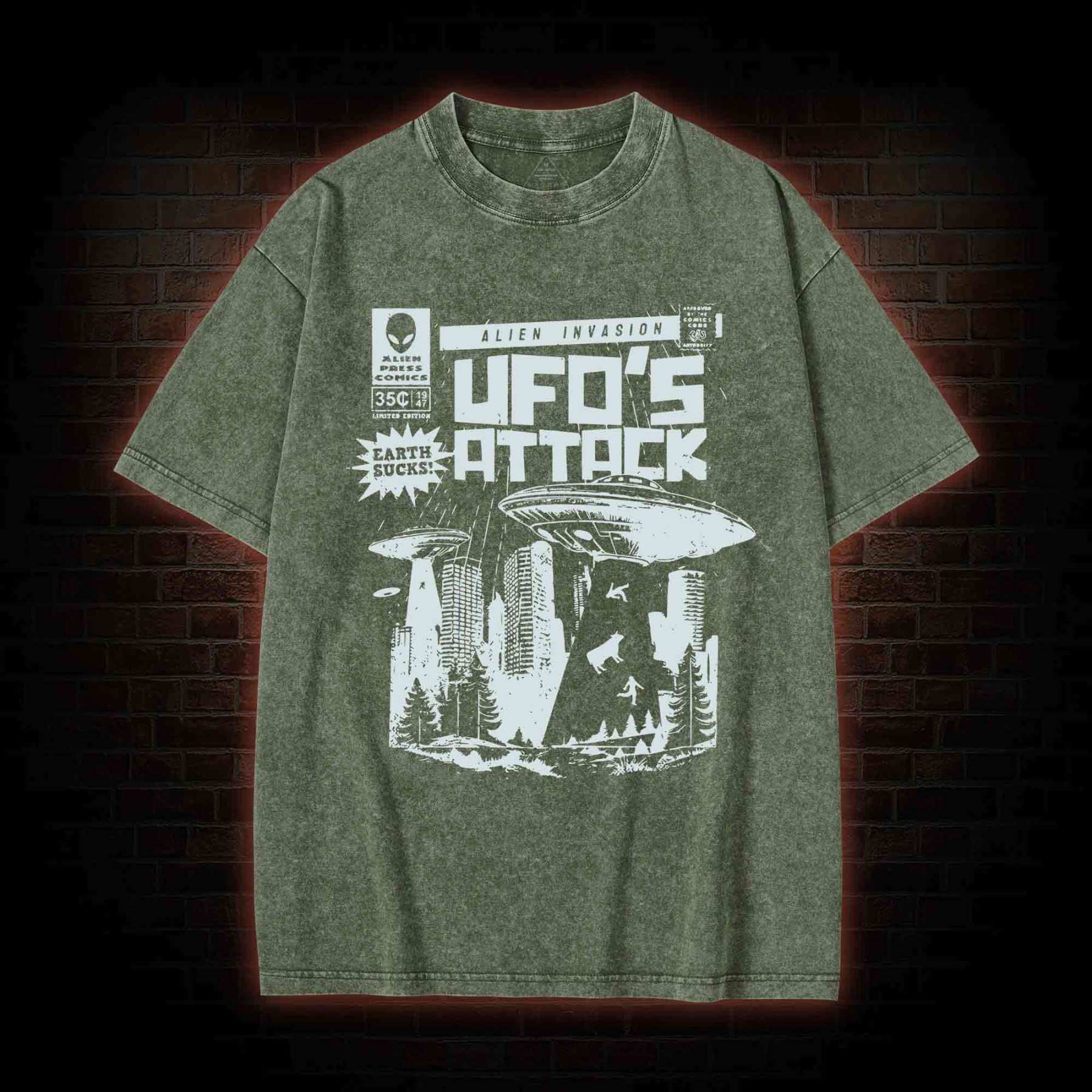 Ufo Attack Washed T-shirt