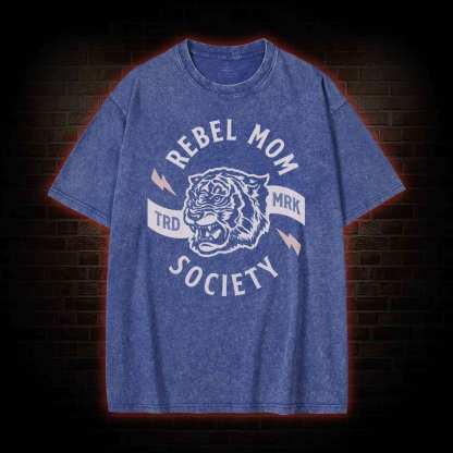 Rebel Mom Society Tiger  Washed T-shirt