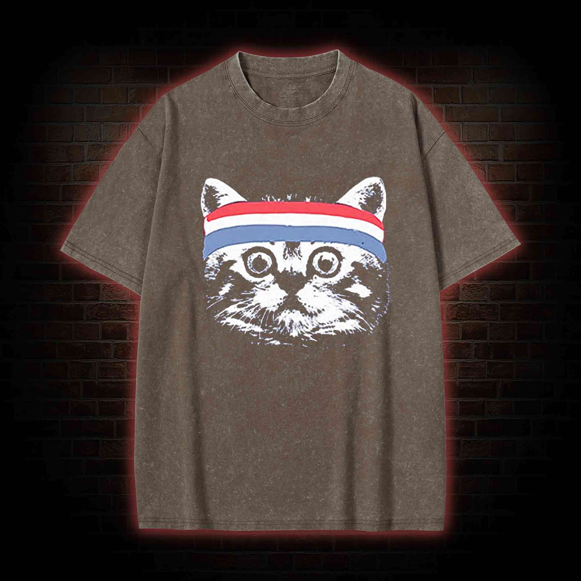 Cat Headband Washed T-shirt