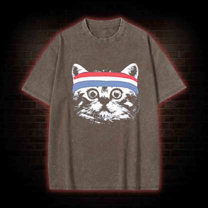 Cat Headband Washed T-shirt