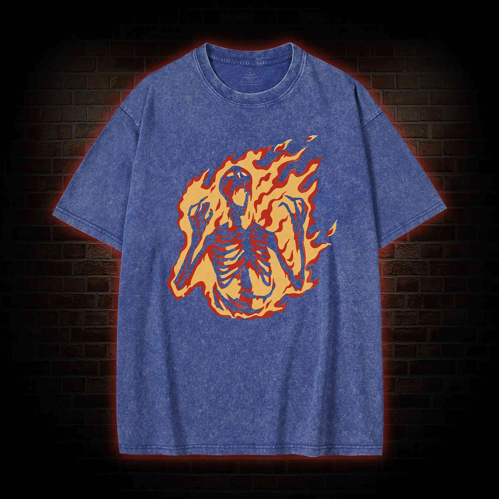 Burning Skeleton Washed T-shirt