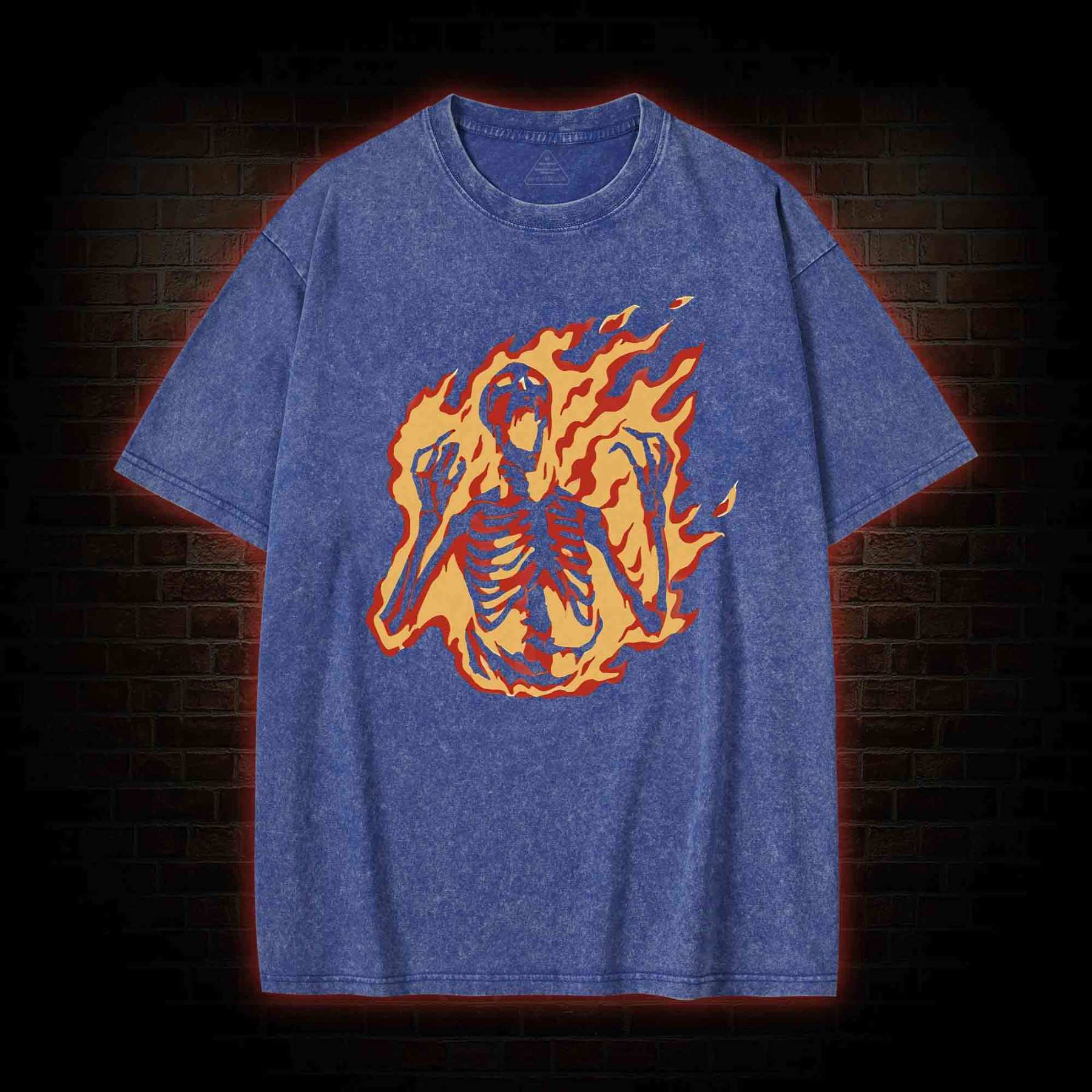 Burning Skeleton Washed T-shirt