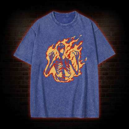 Burning Skeleton Washed T-shirt
