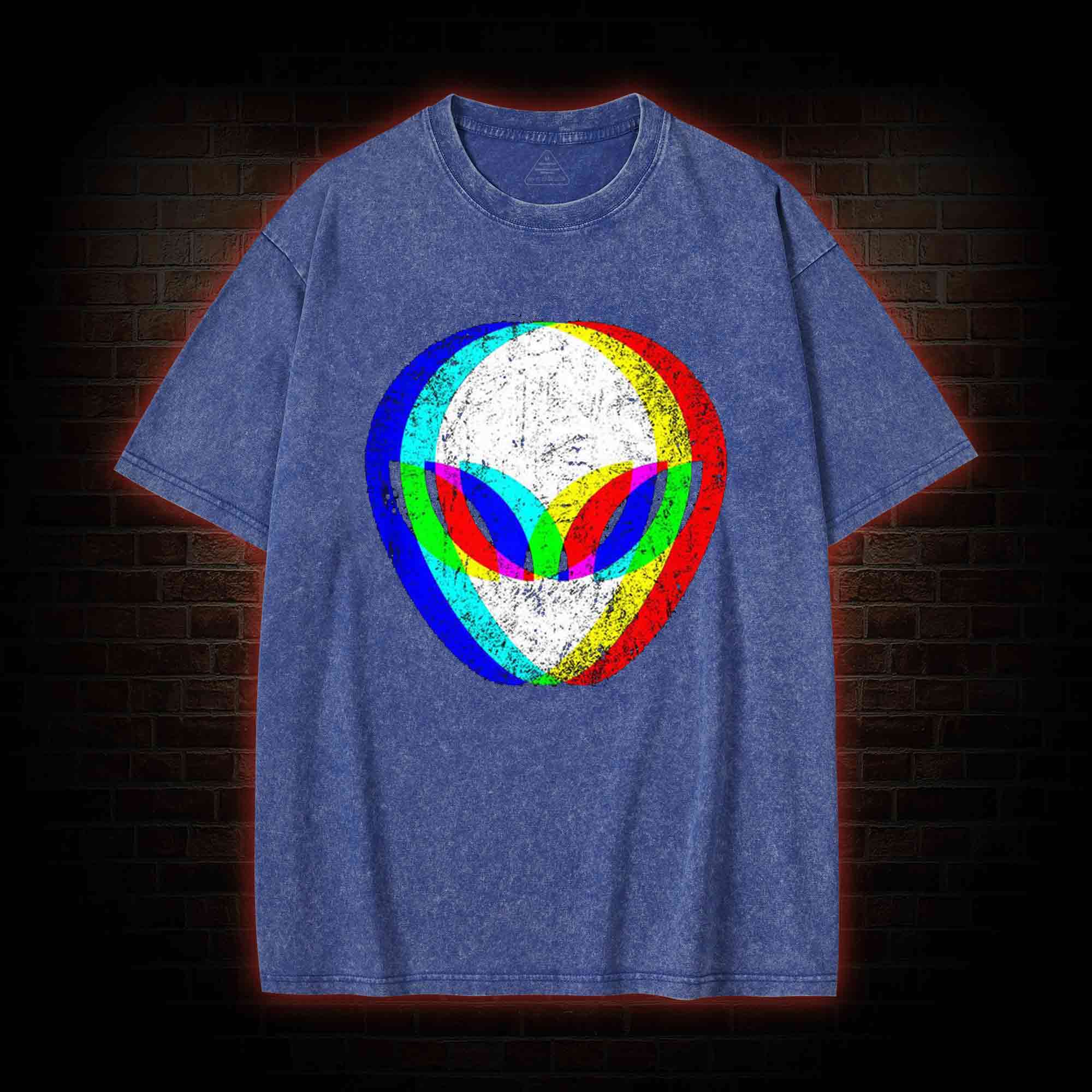 Alien Head Trippy Washed T-shirt
