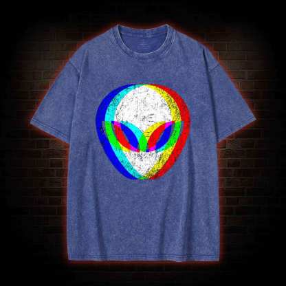 Alien Head Trippy Washed T-shirt