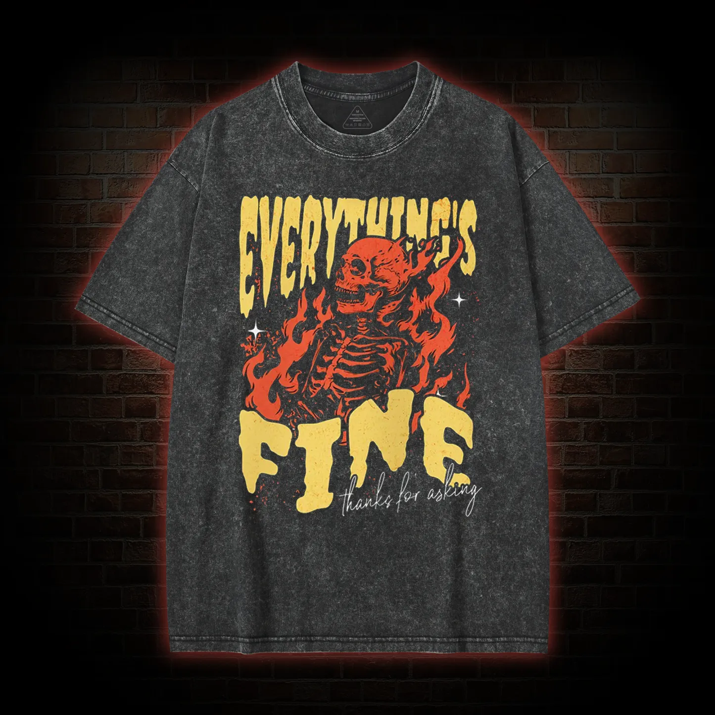 Everything's Fine Skeleton Washed T-shirt