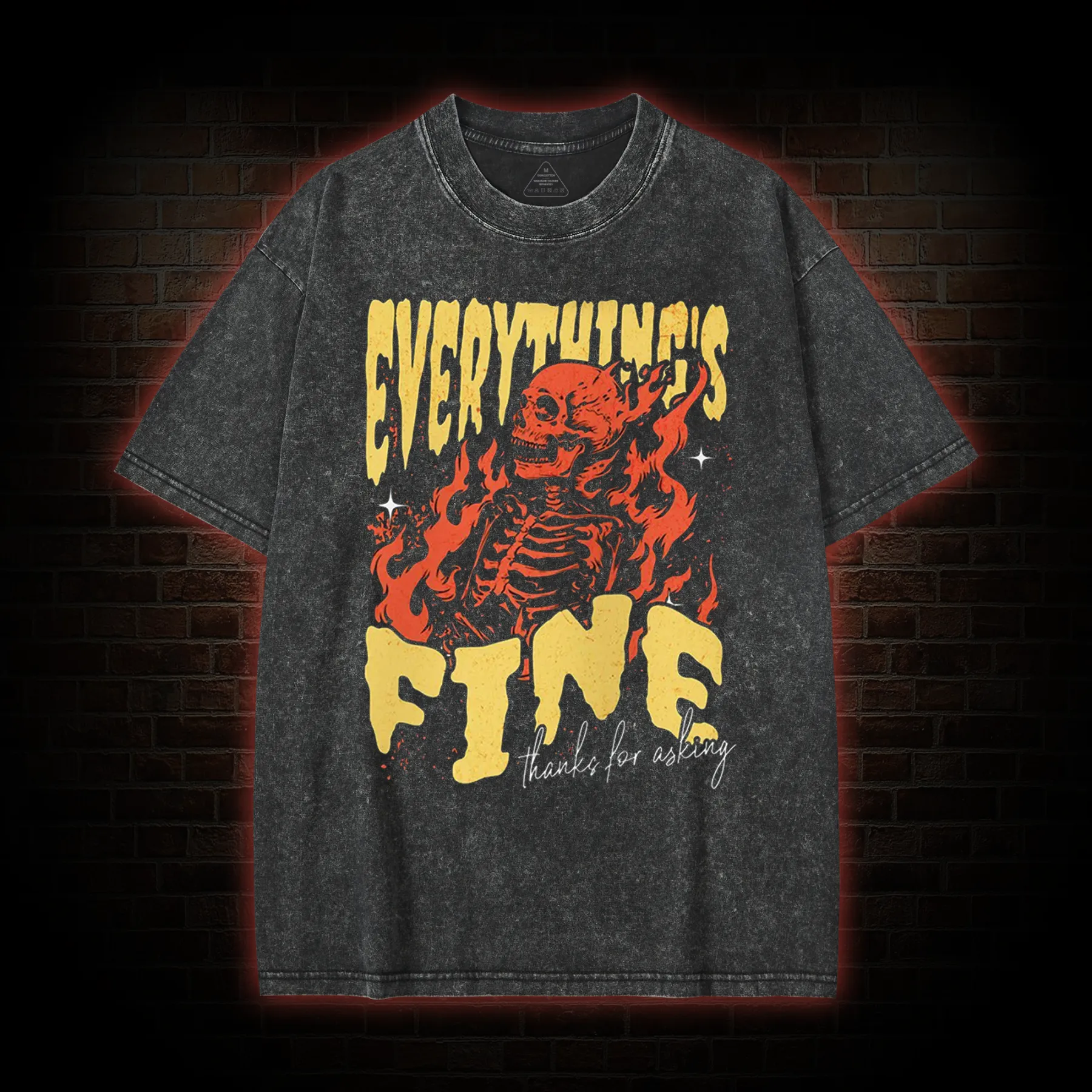 Everything's Fine Skeleton Washed T-shirt