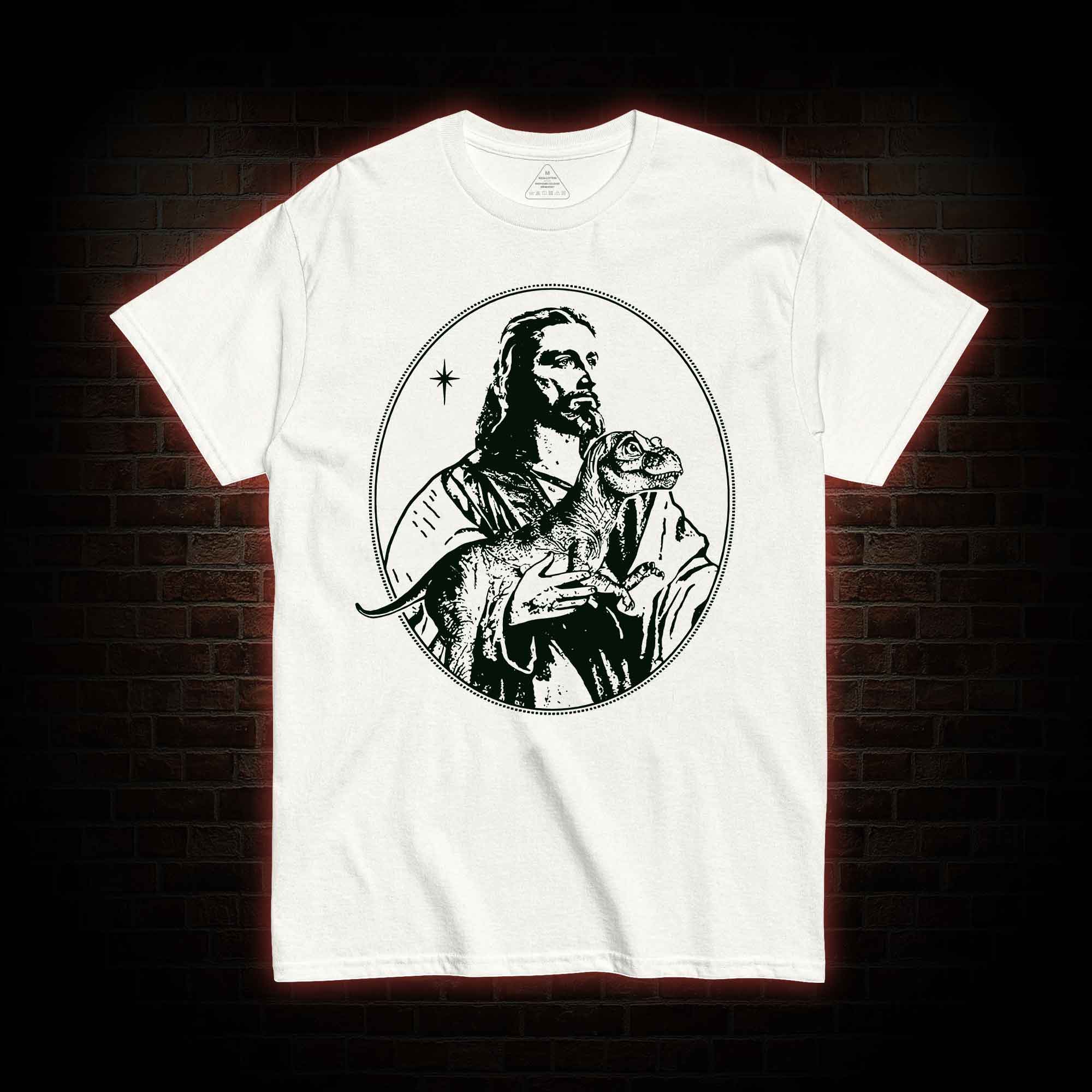 Jesus Holding Dinosaur T-Shirt 