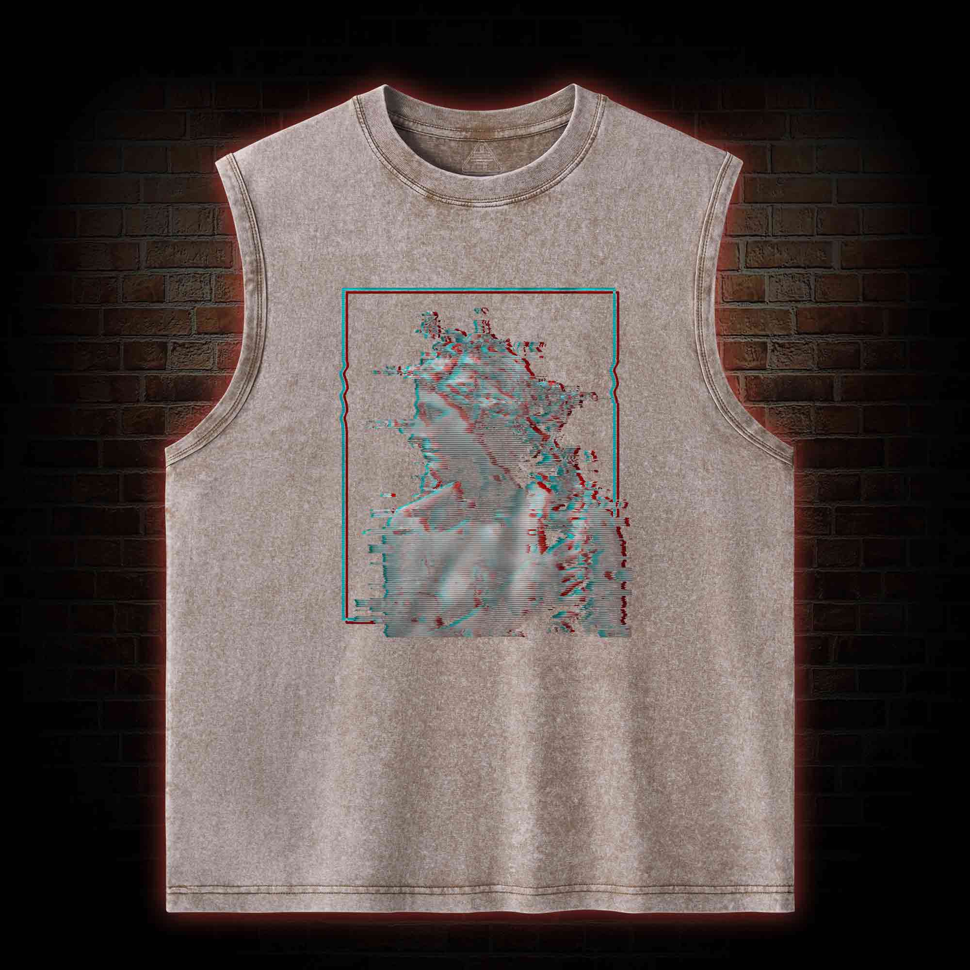 Vaporwave Glitch Washed Tank Top
