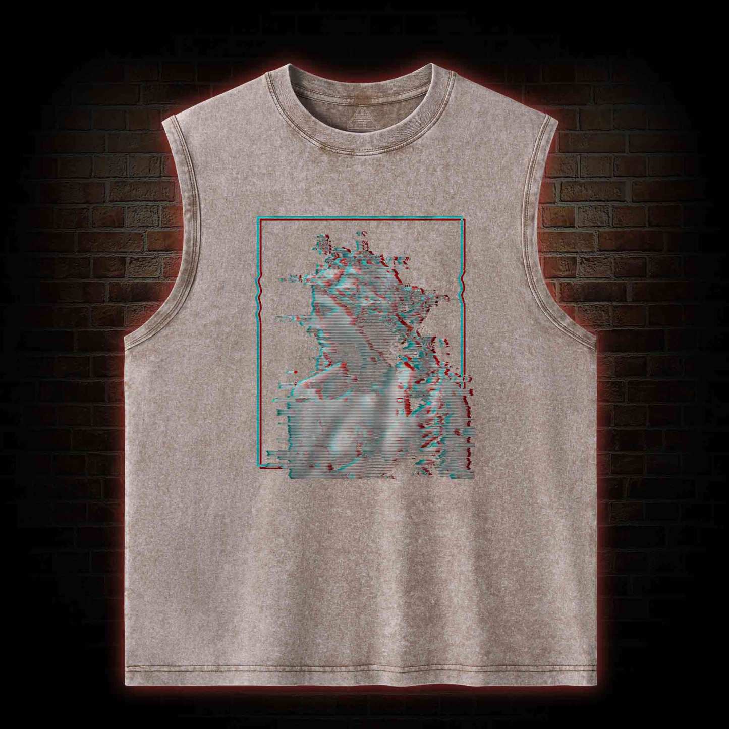 Vaporwave Glitch Washed Tank Top