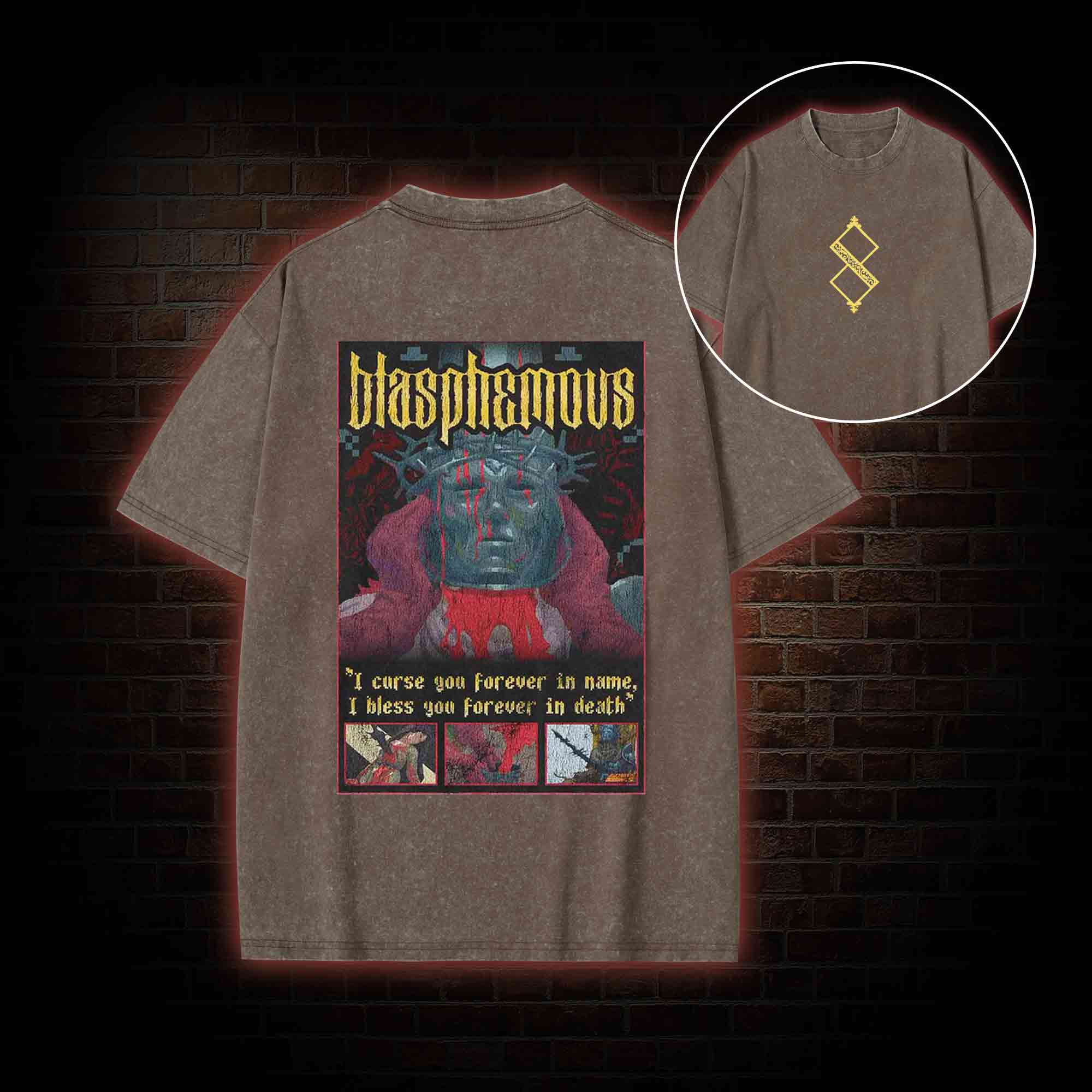 I Bless You Forever in Death Back Print Washed T-shirt