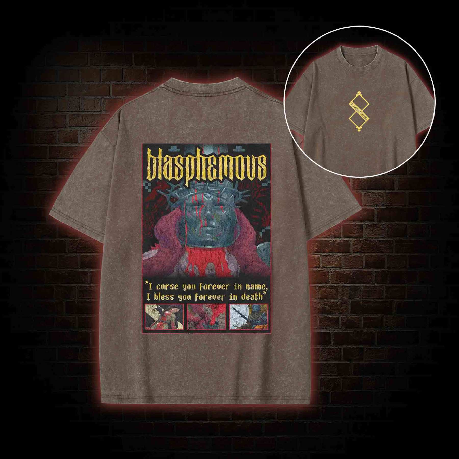 I Bless You Forever in Death Back Print Washed T-shirt