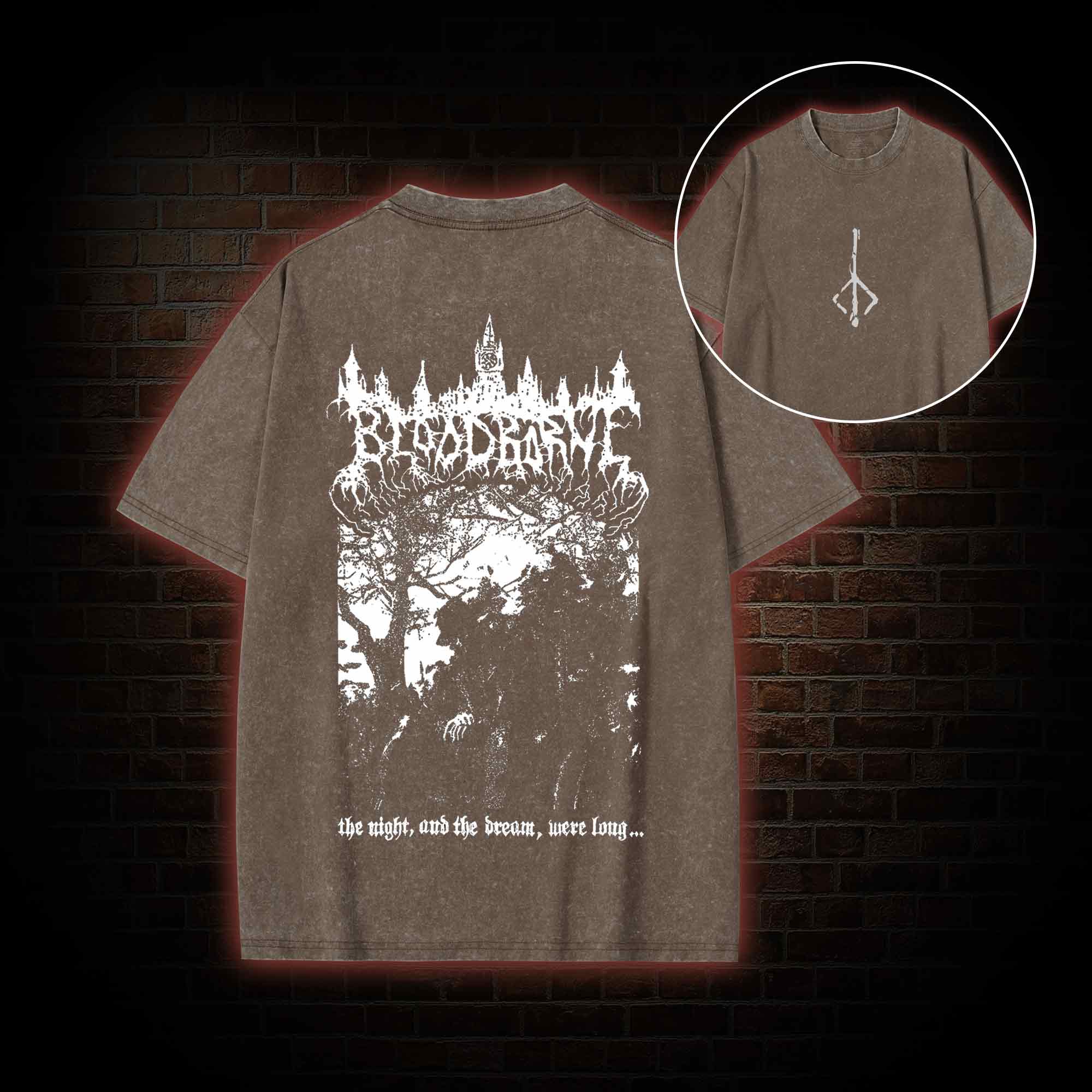 The Night and The Dream were Long Back Print Washed T-shirt