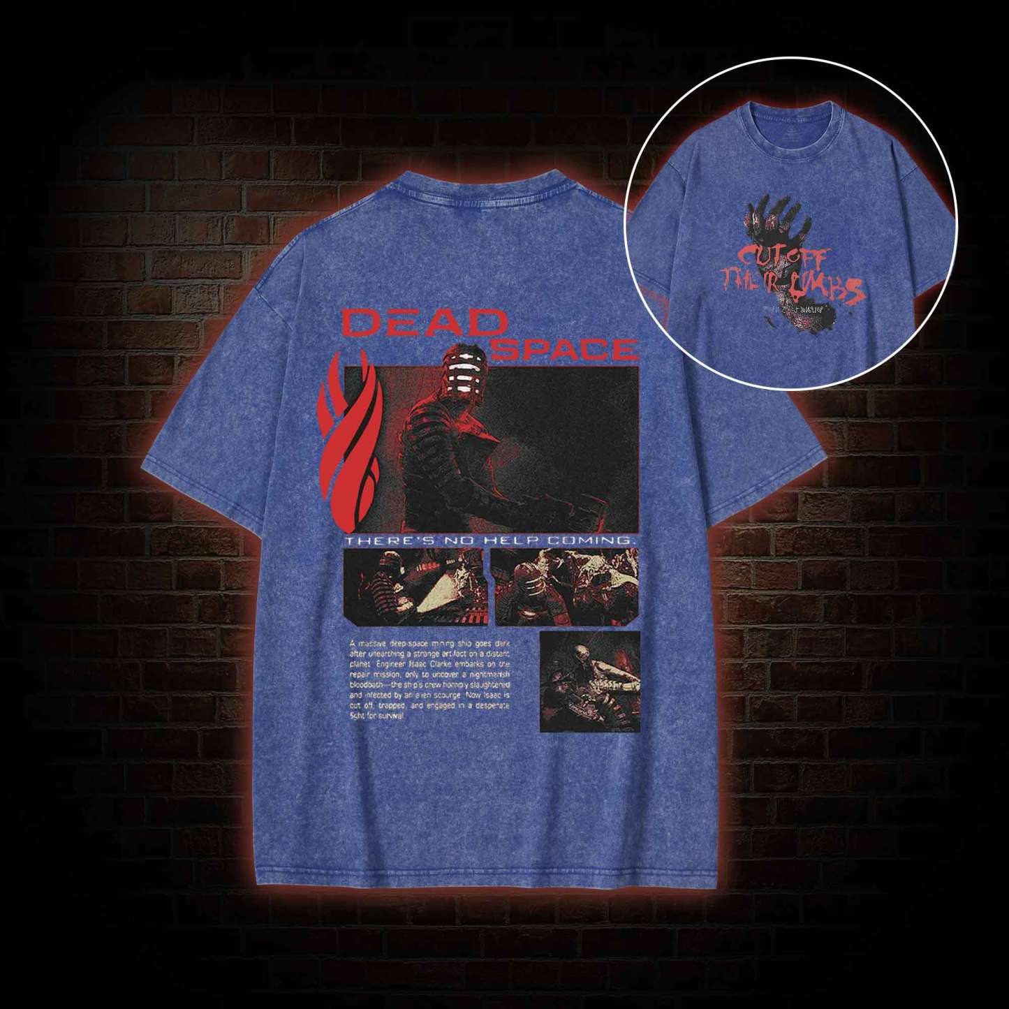 There's No Help Coming back print Washed T-shirt