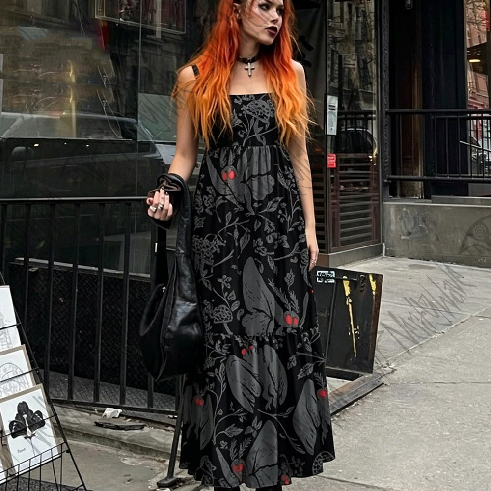 Mothman in the Jungle Wide Straps Maxi Dress