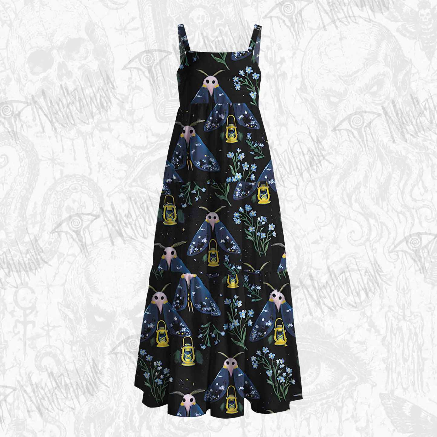 Night Moth Lantern Wildflower Wide Straps Maxi Dress