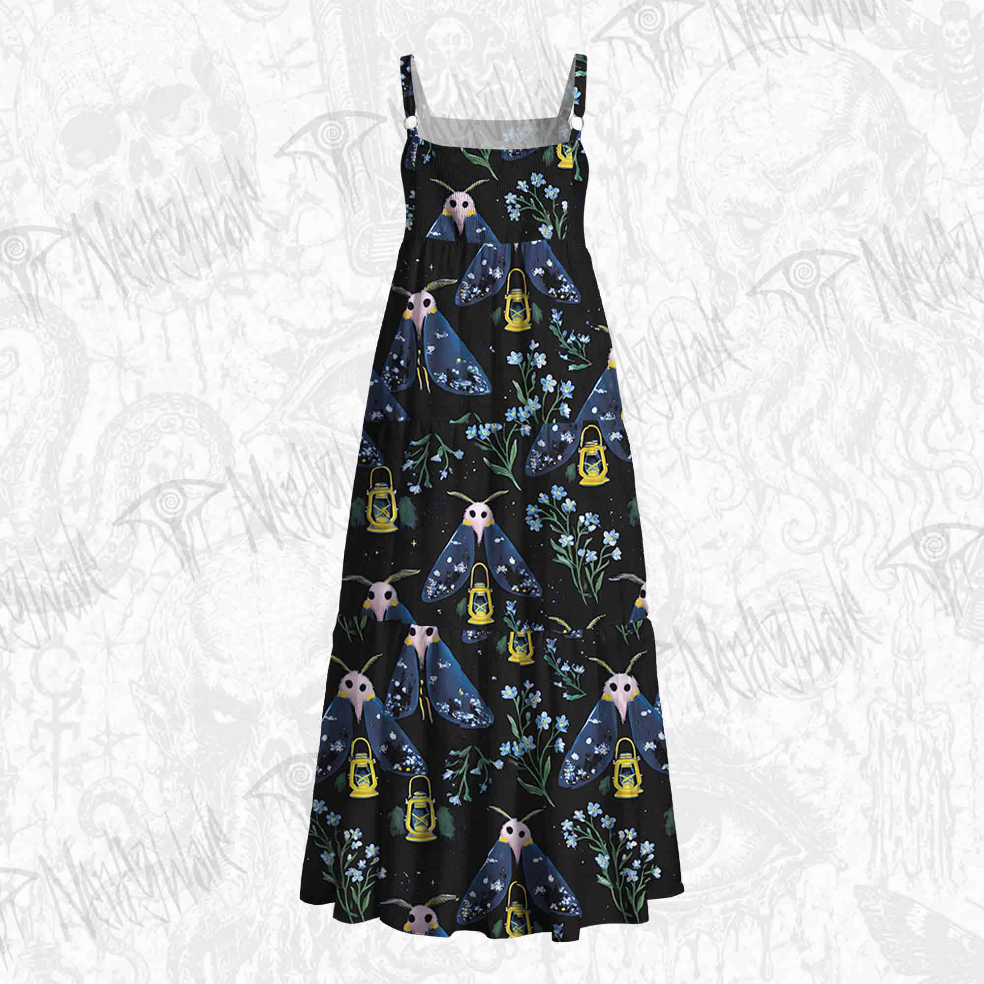 Night Moth Lantern Wildflower Wide Straps Maxi Dress
