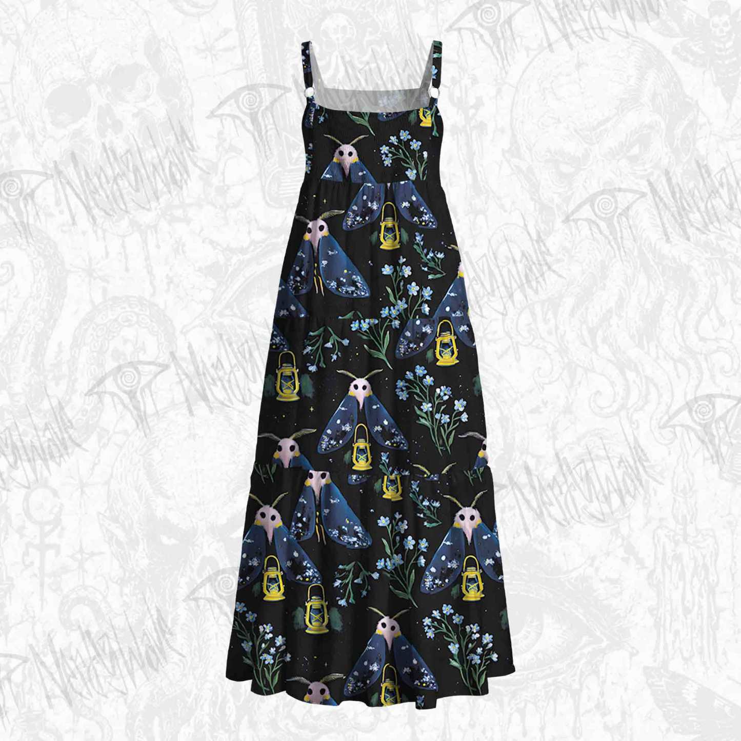 Night Moth Lantern Wildflower Wide Straps Maxi Dress