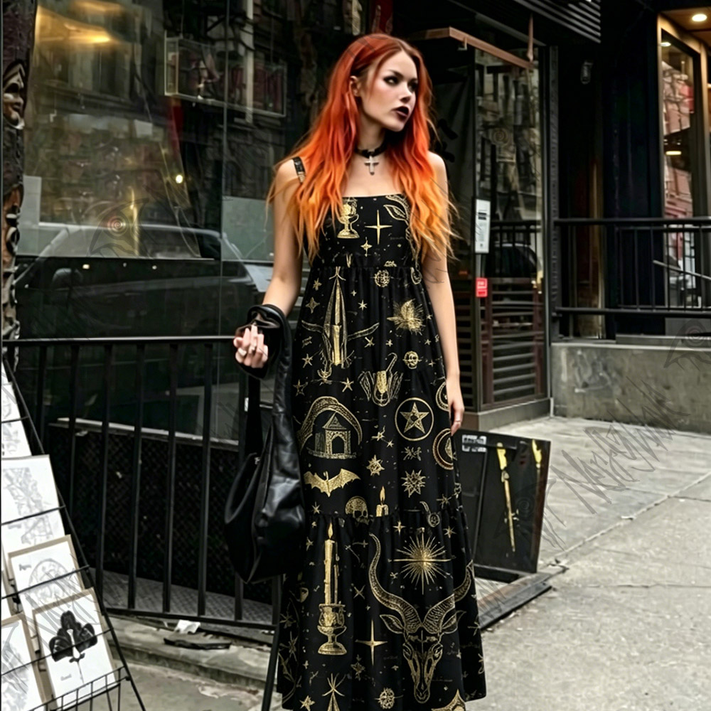 Baphomet Wide Straps Maxi Dress
