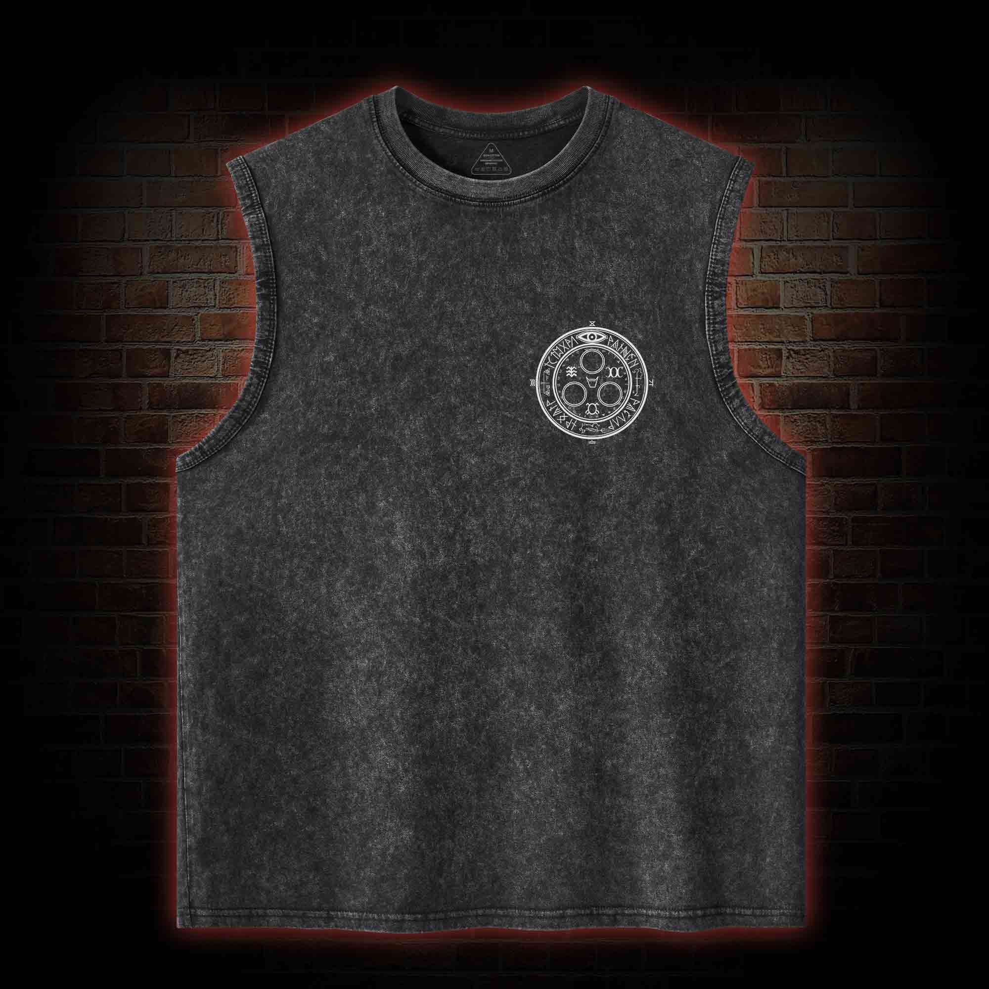 There Was a Hole Back Print Washed Tank Top
