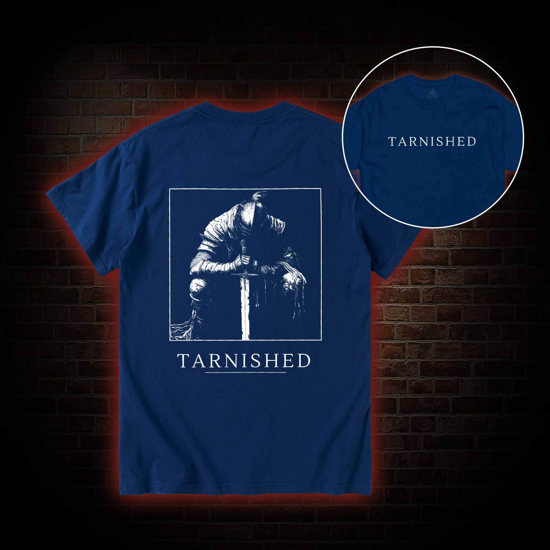 Dark Knight With Sword Back Print T-Shirt