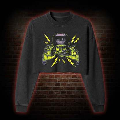 It's Alive It's Alive Washed Cropped Sweatshirts