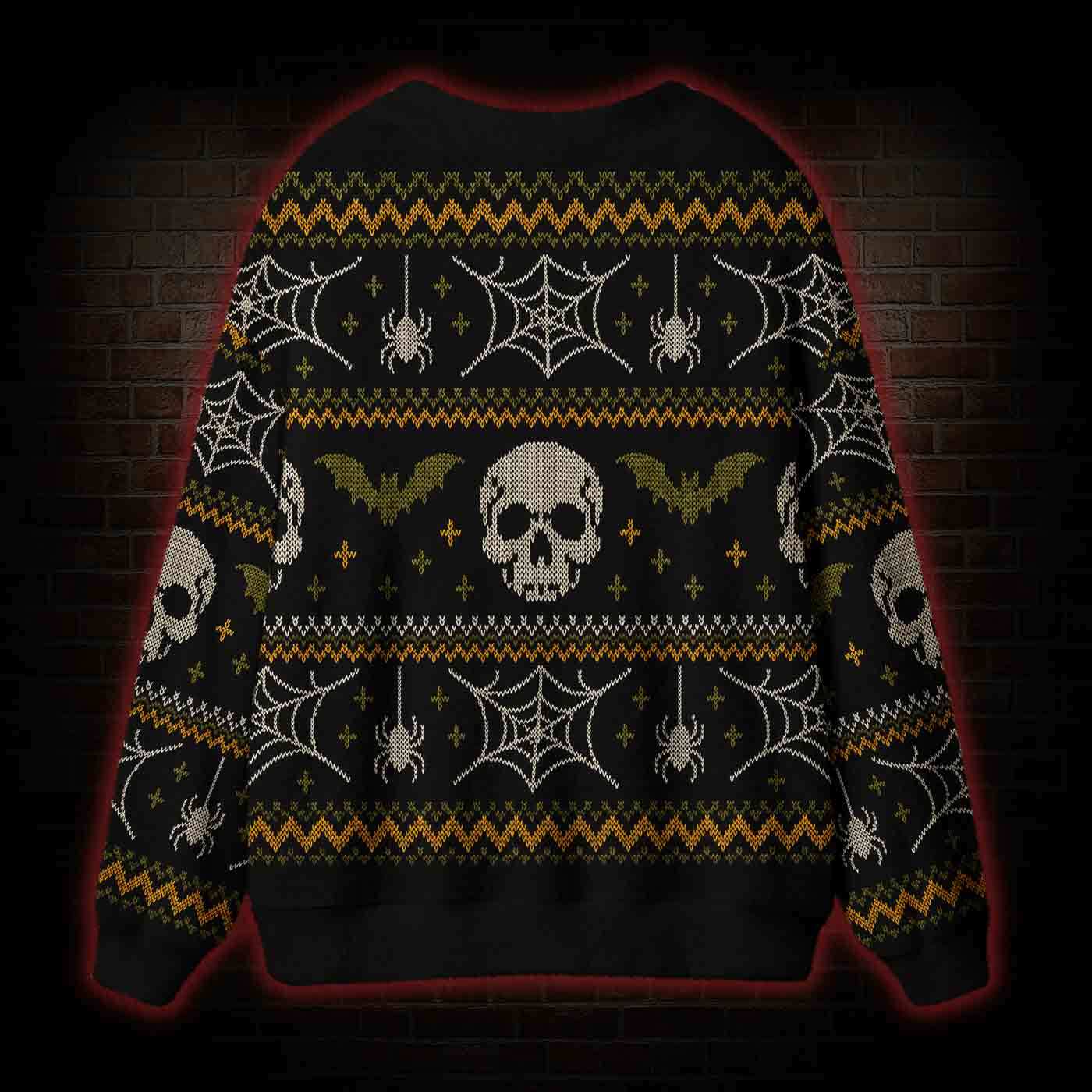 Halloween Retro Skull Cardigan Sweater