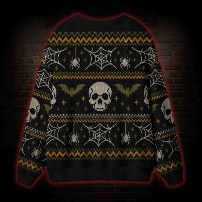Halloween Retro Skull Cardigan Sweater
