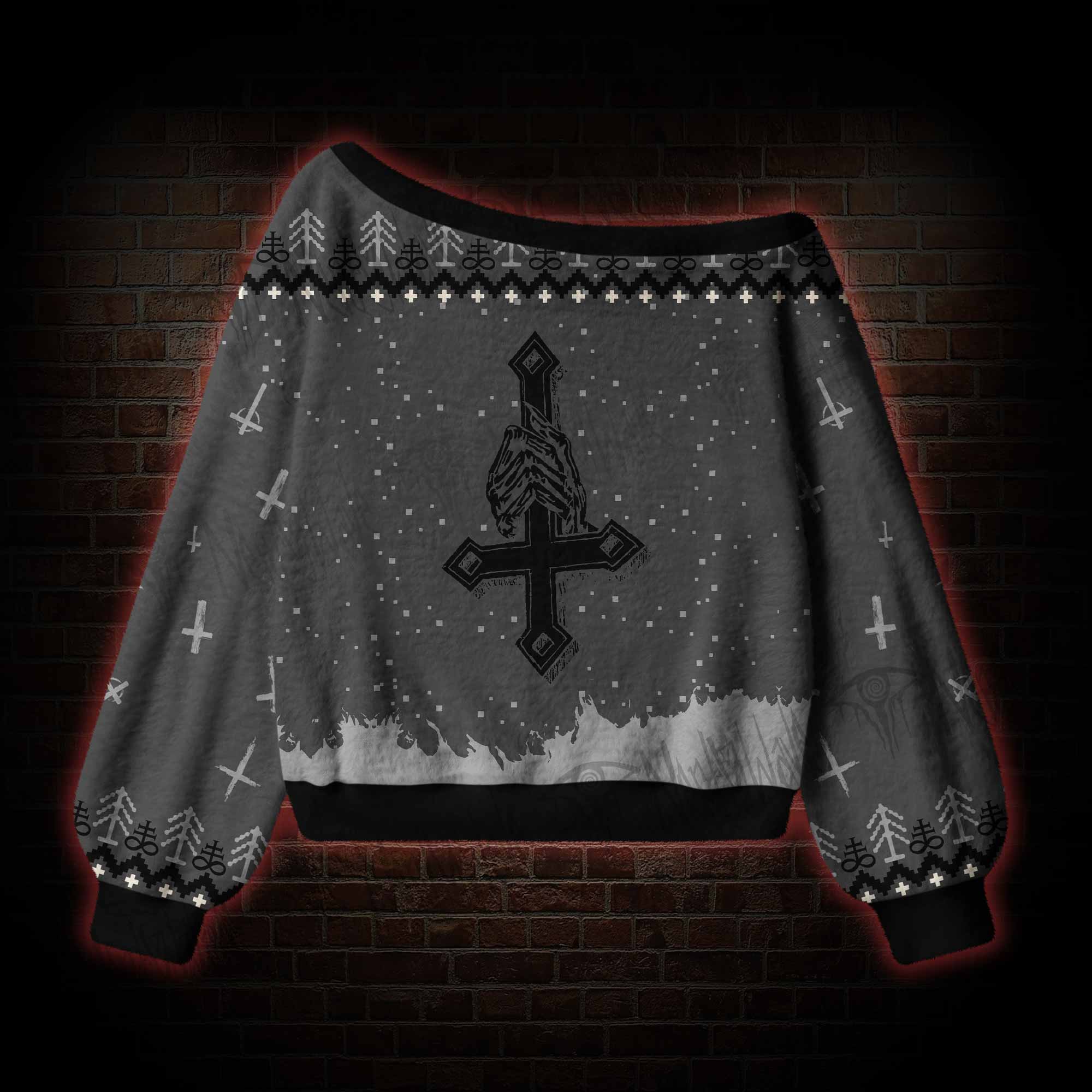 Baphomet Off Shoulder Ugly Sweater