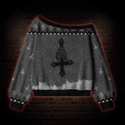 Baphomet Off Shoulder Ugly Sweater