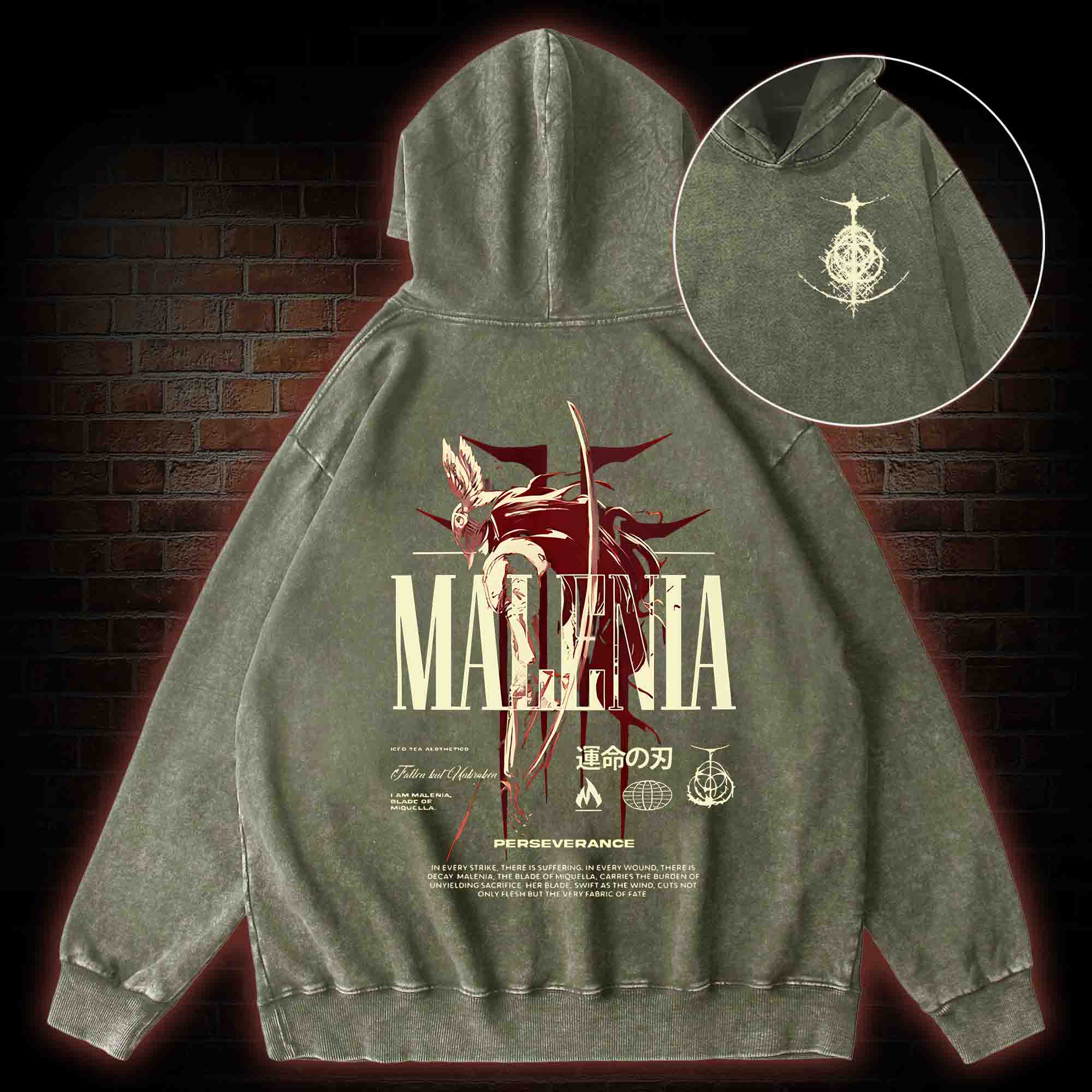 Cursed Goddess Back Print Washed Hoodie