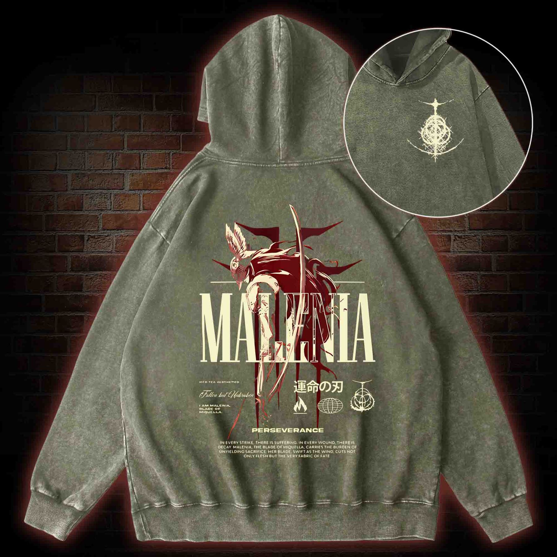 Cursed Goddess Back Print Washed Hoodie