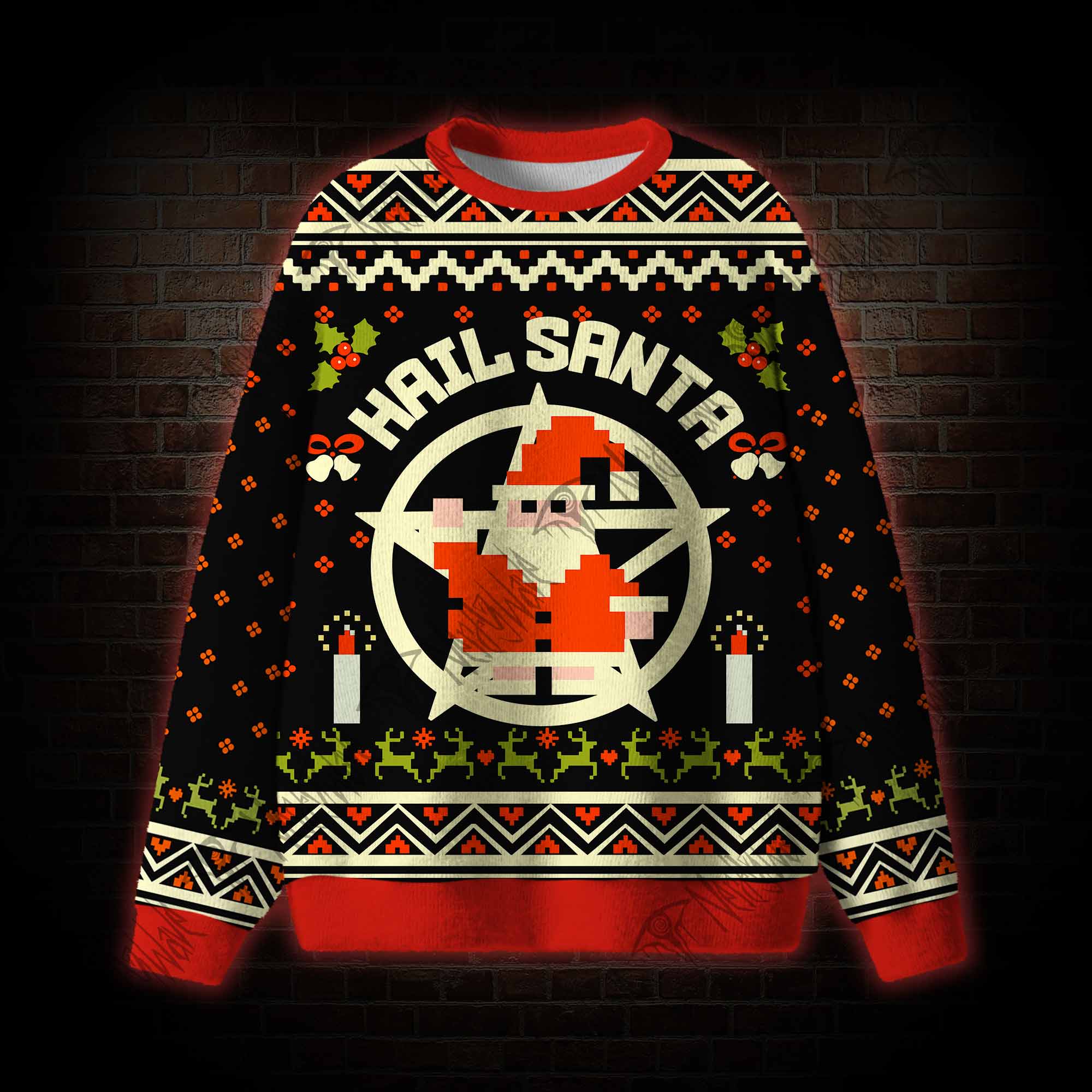 Hail Santa Retro Ugly Sweatshirts