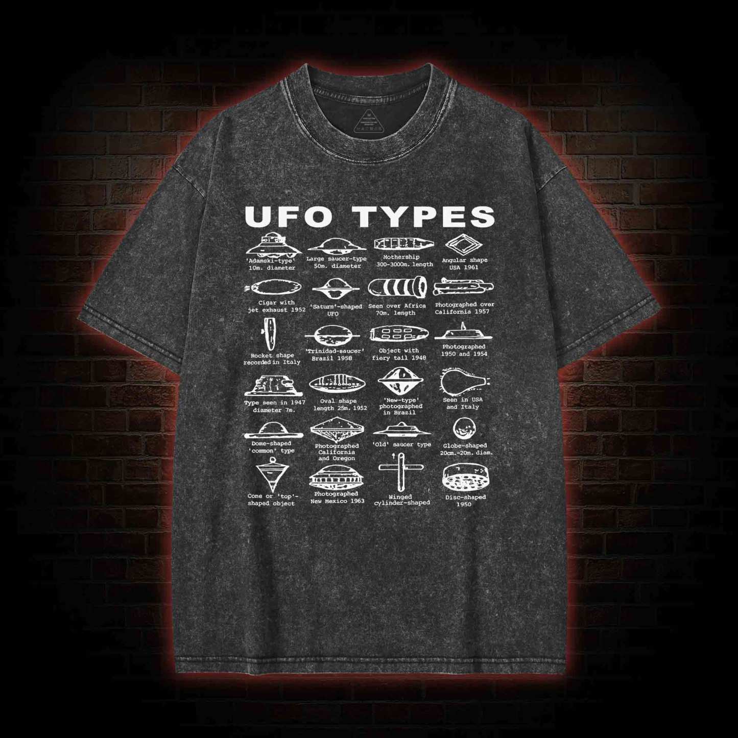 UFO Types Washed T-shirt