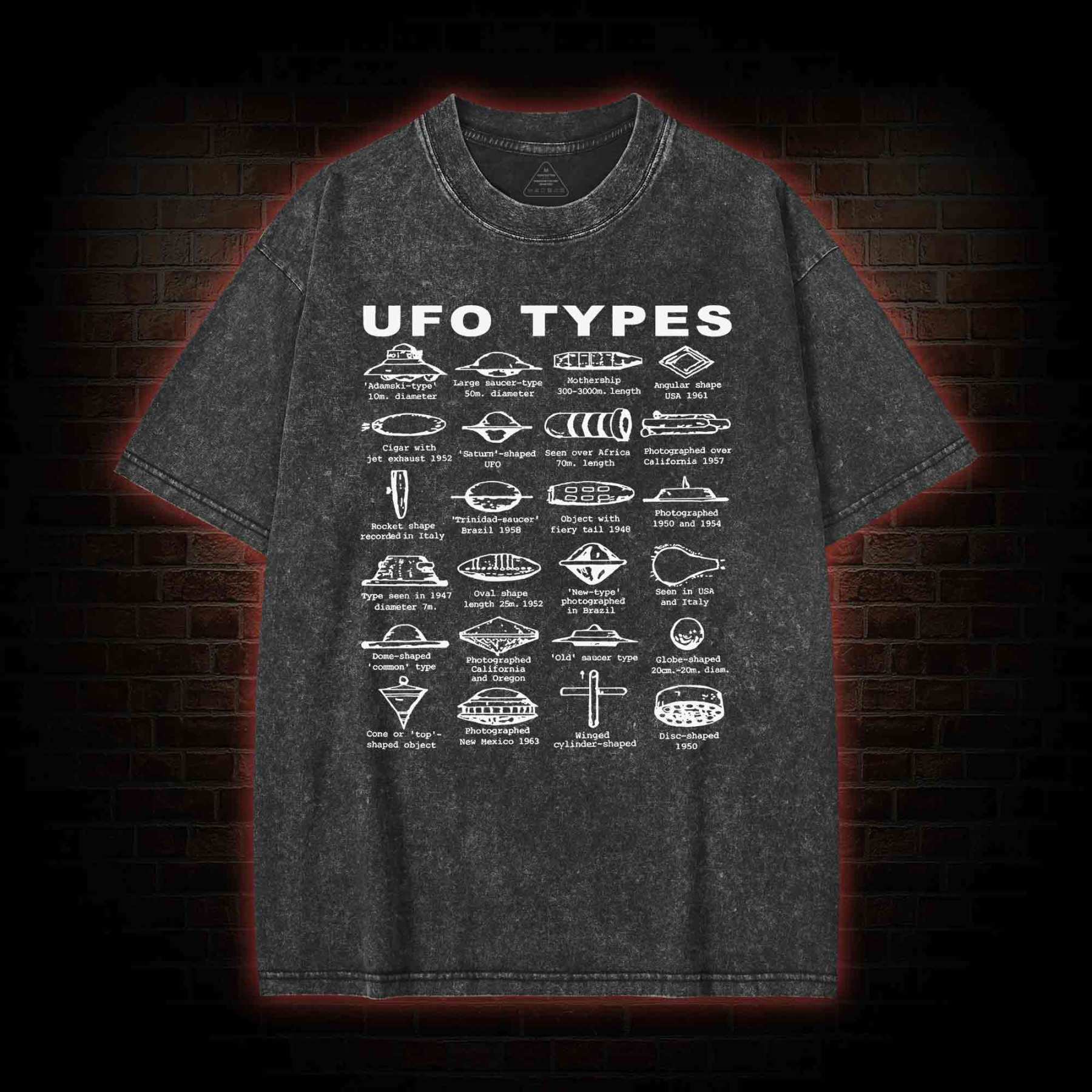 UFO Types Washed T-shirt