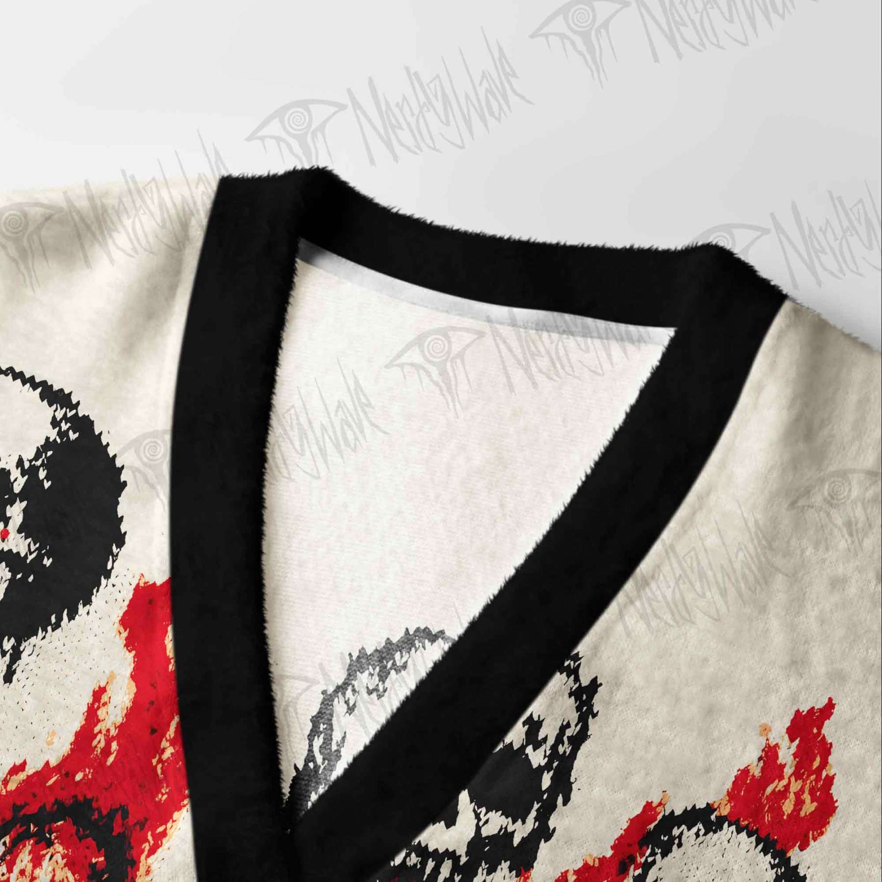 Grunge Flaming Skull Cardigan Sweater