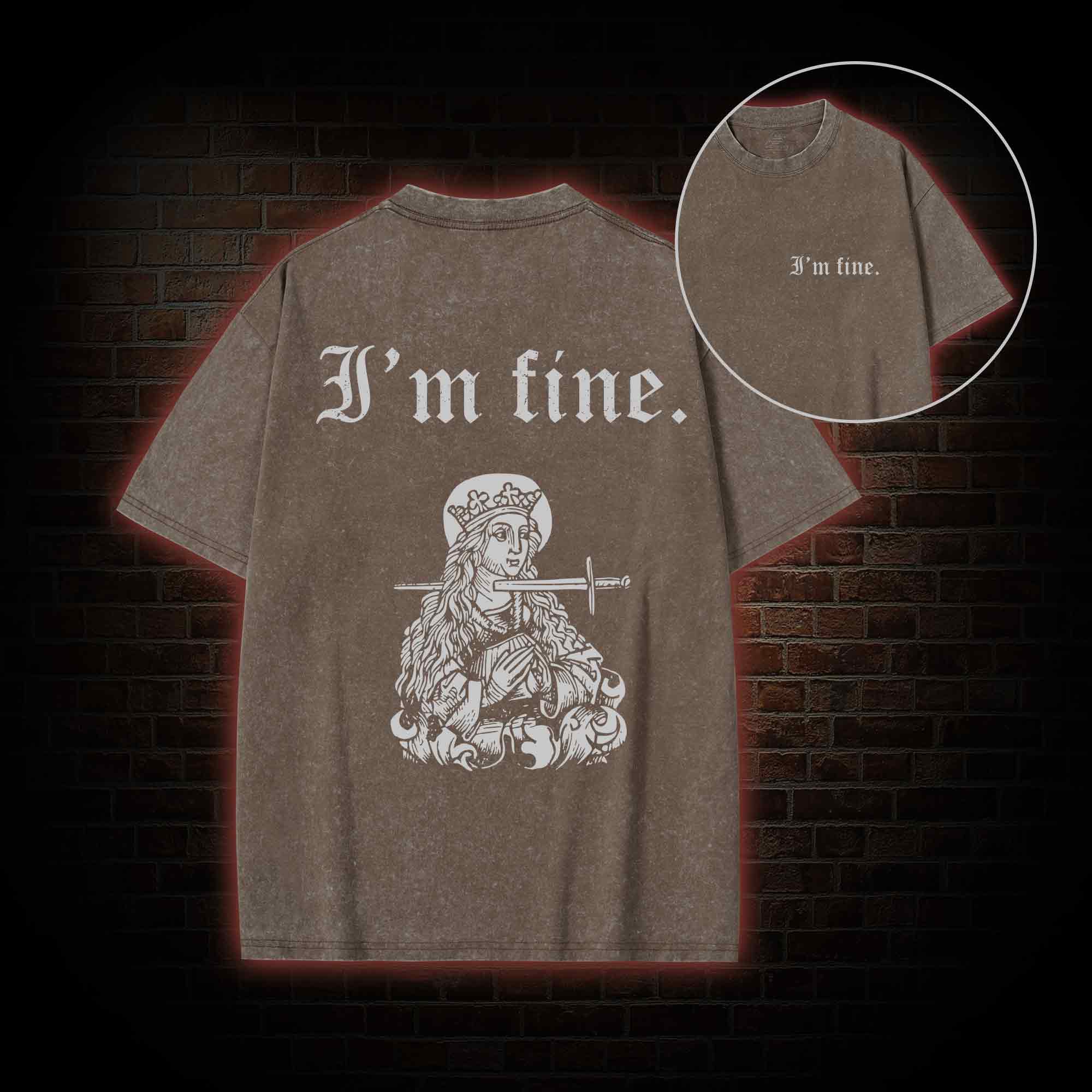 I'm Fine Back Print Washed T-shirt