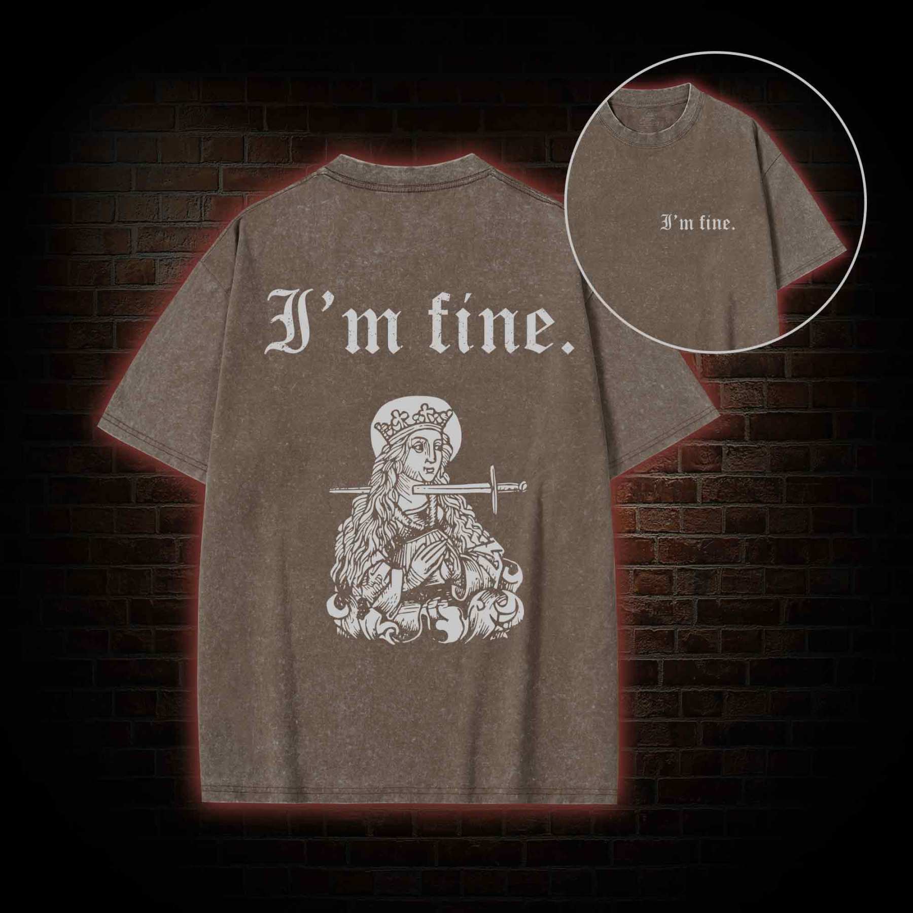 I'm Fine Back Print Washed T-shirt
