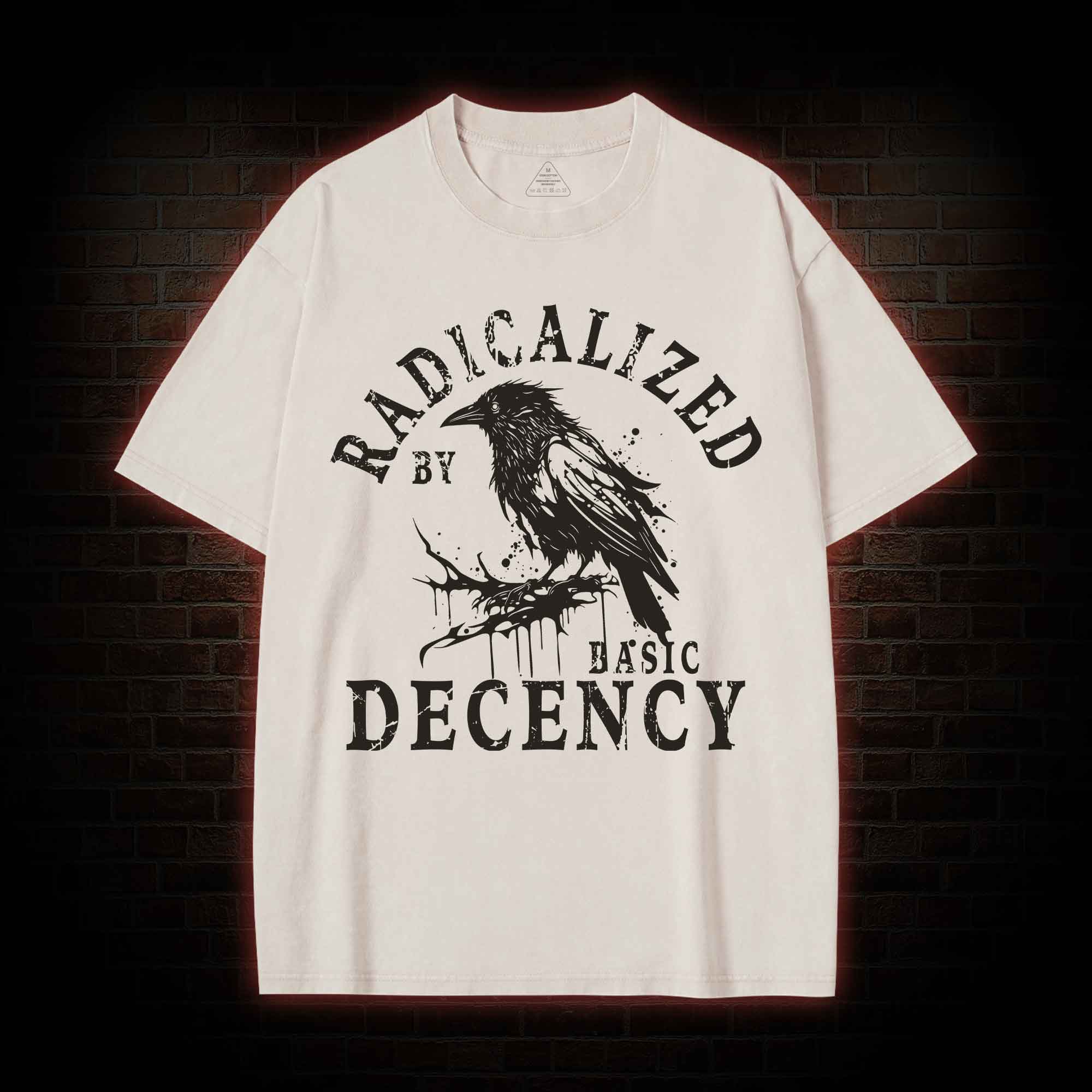 Radicalized by Basic Decency Crow Washed T-shirt