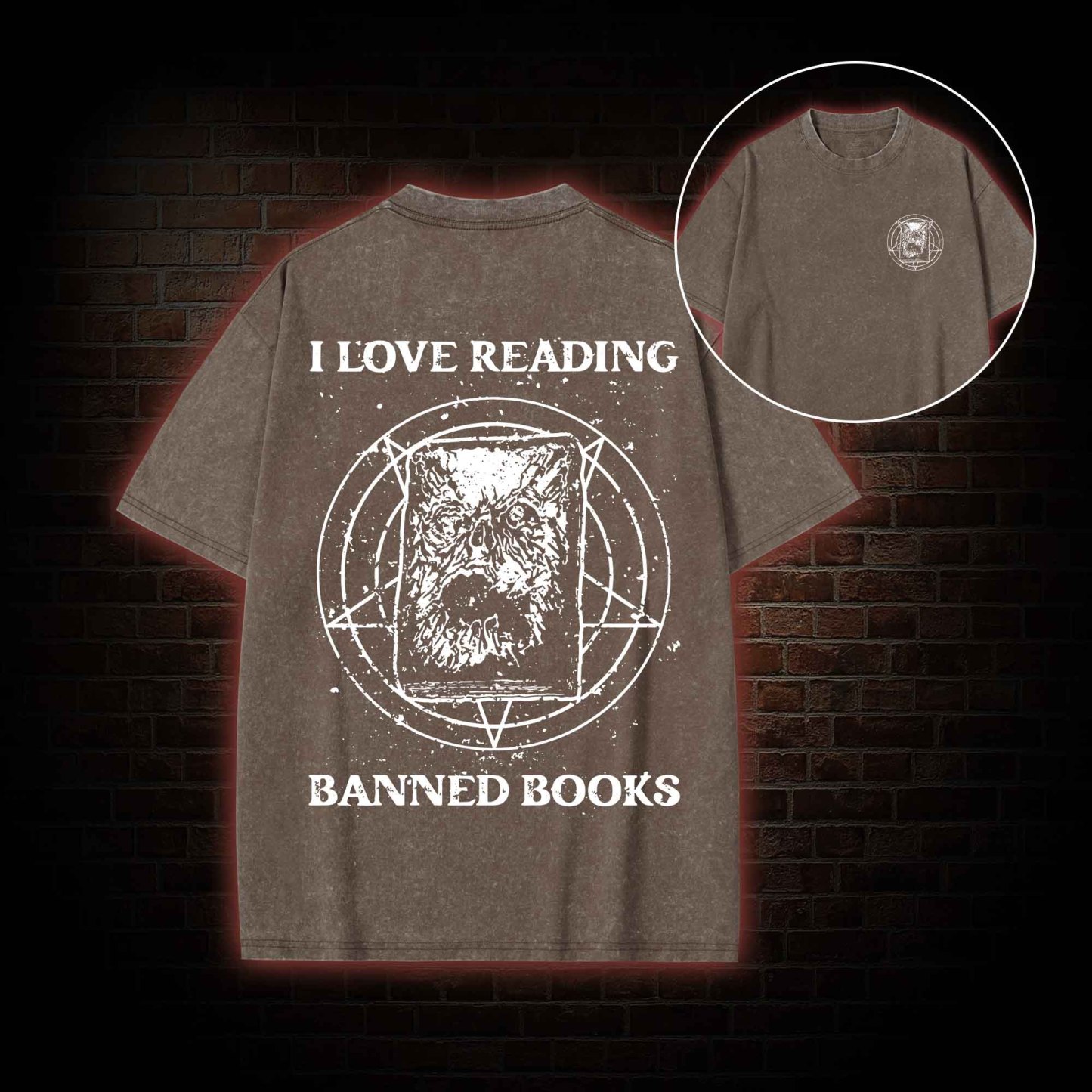 Evil Reader  Back Print Washed T-shirt
